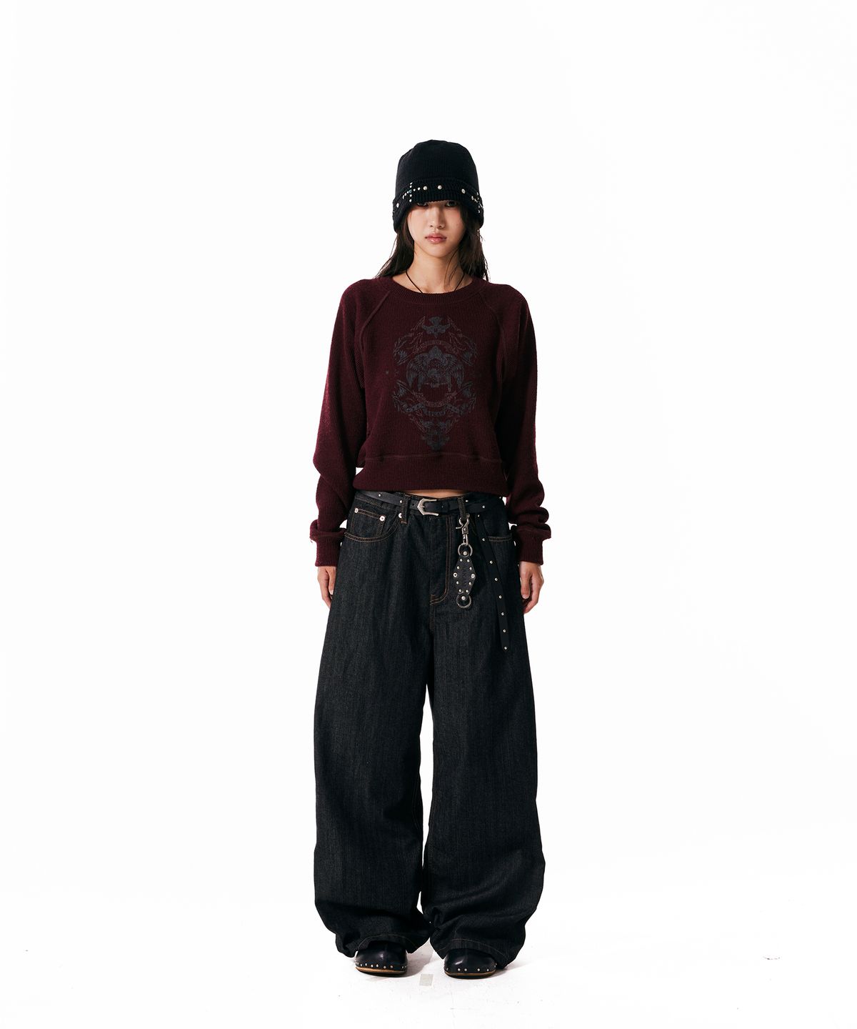 아캄(AAKAM) Eagle Printed Knit (Wine)