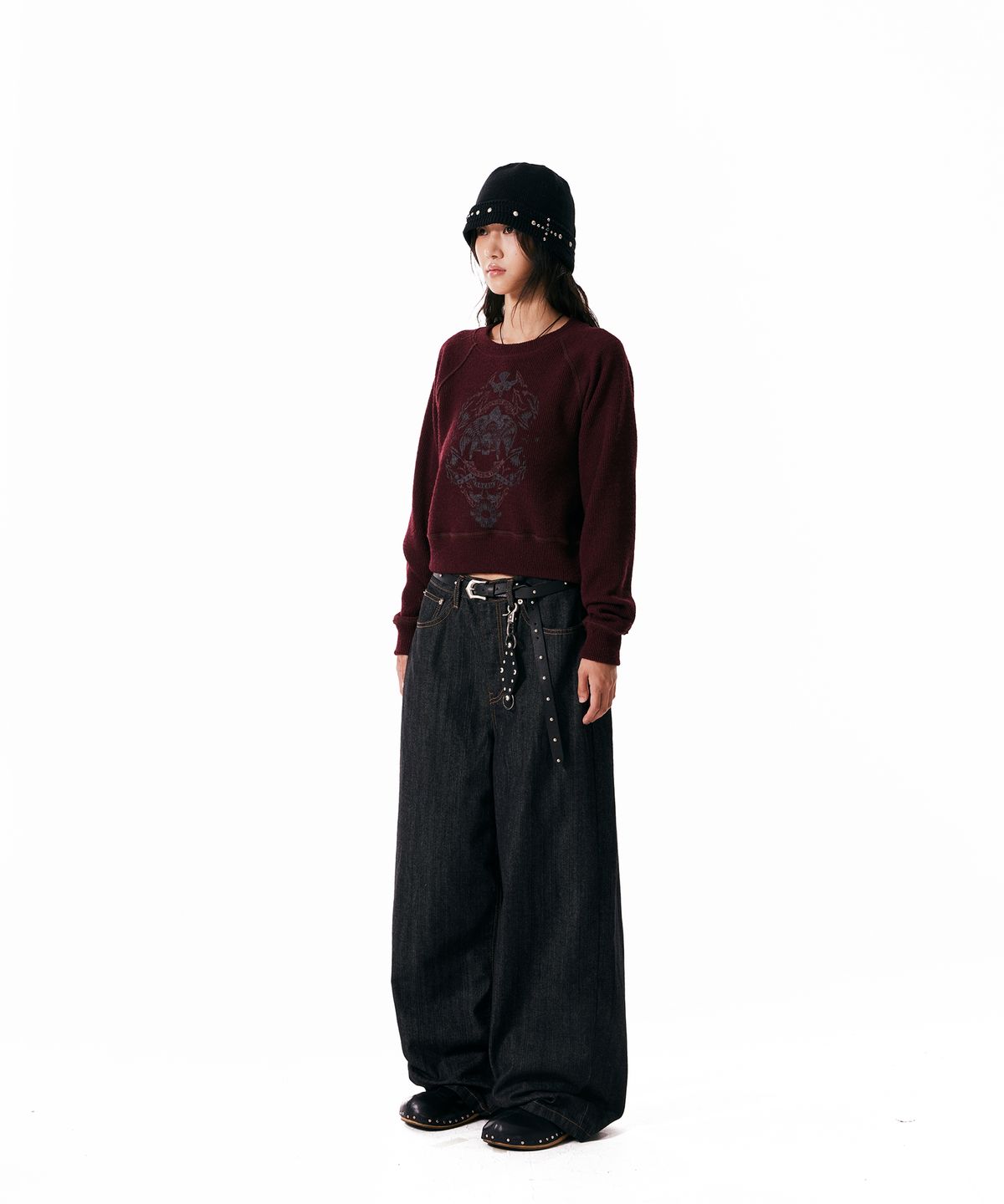 아캄(AAKAM) Eagle Printed Knit (Wine)