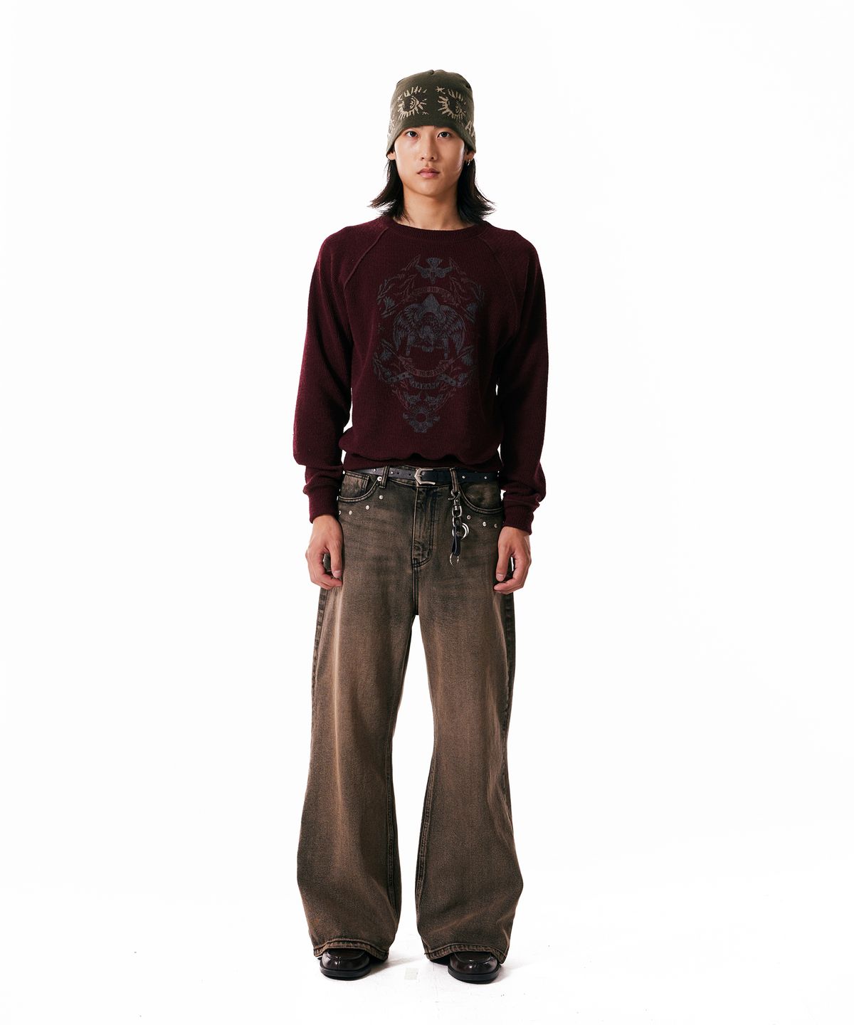 아캄(AAKAM) Eagle Printed Knit (Wine)