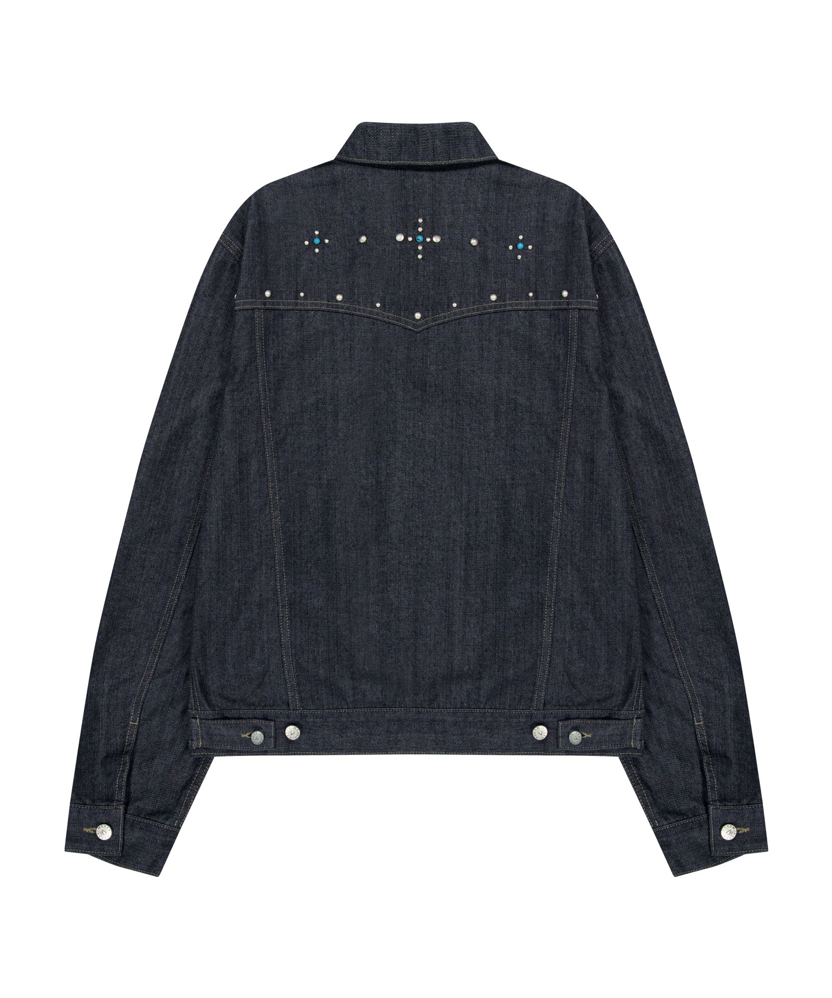 MUSINSA公式 | AAKAM Western Studded Denim Jacket (Dark Blue)
