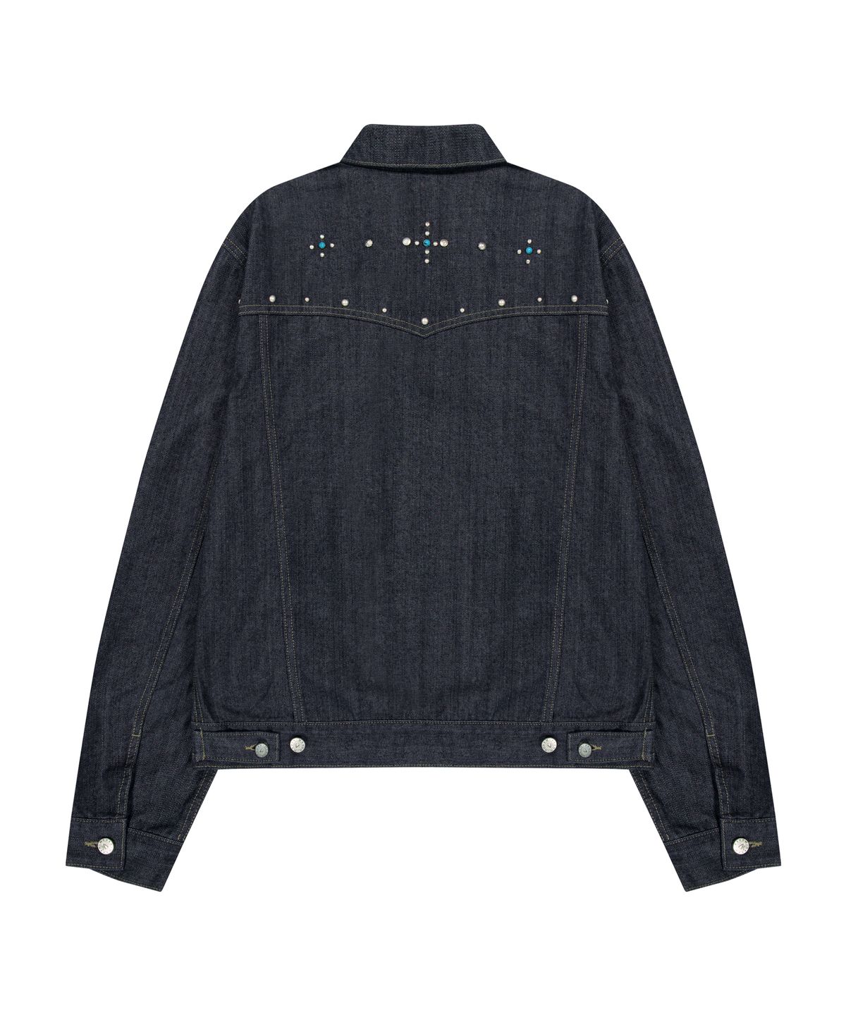 아캄(AAKAM) Western Studded Denim Jacket (Dark Blue)