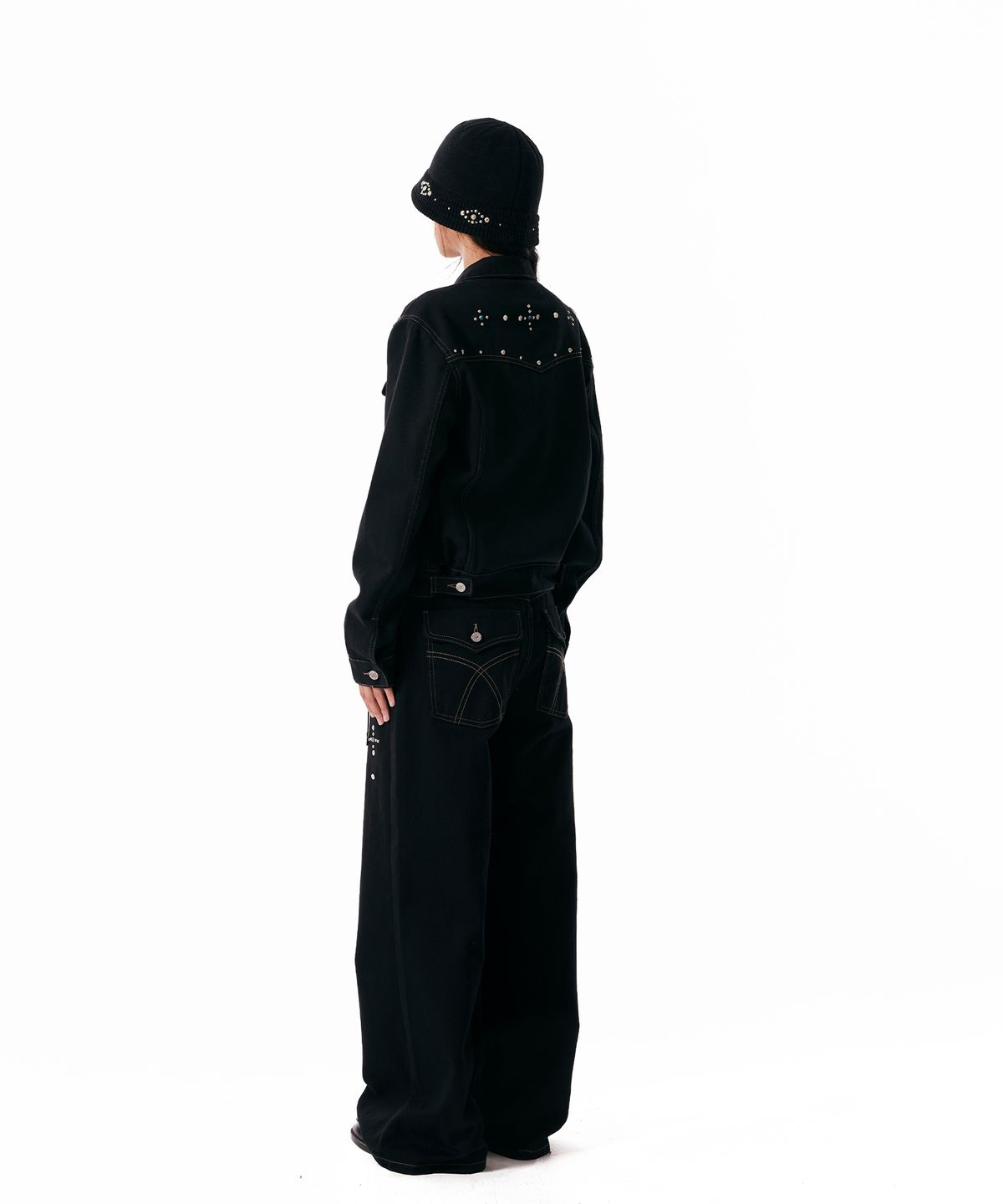 아캄(AAKAM) Western Studded Cotton Jacket (Black)