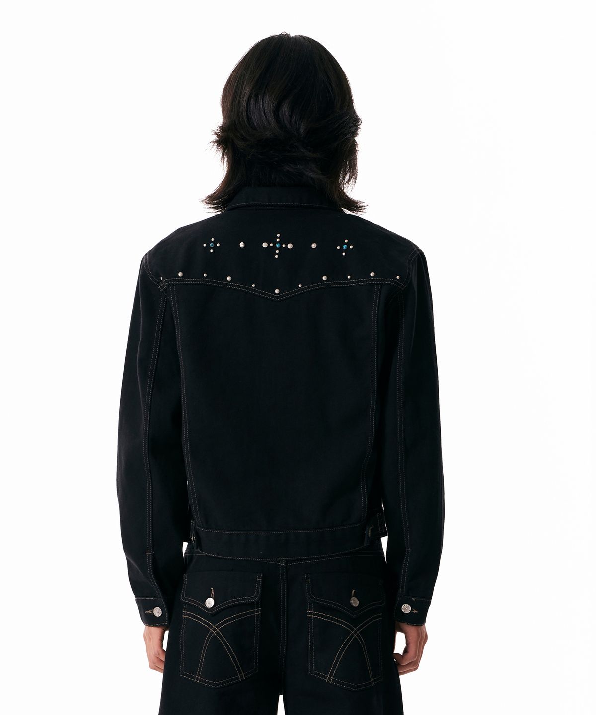 아캄(AAKAM) Western Studded Cotton Jacket (Black)