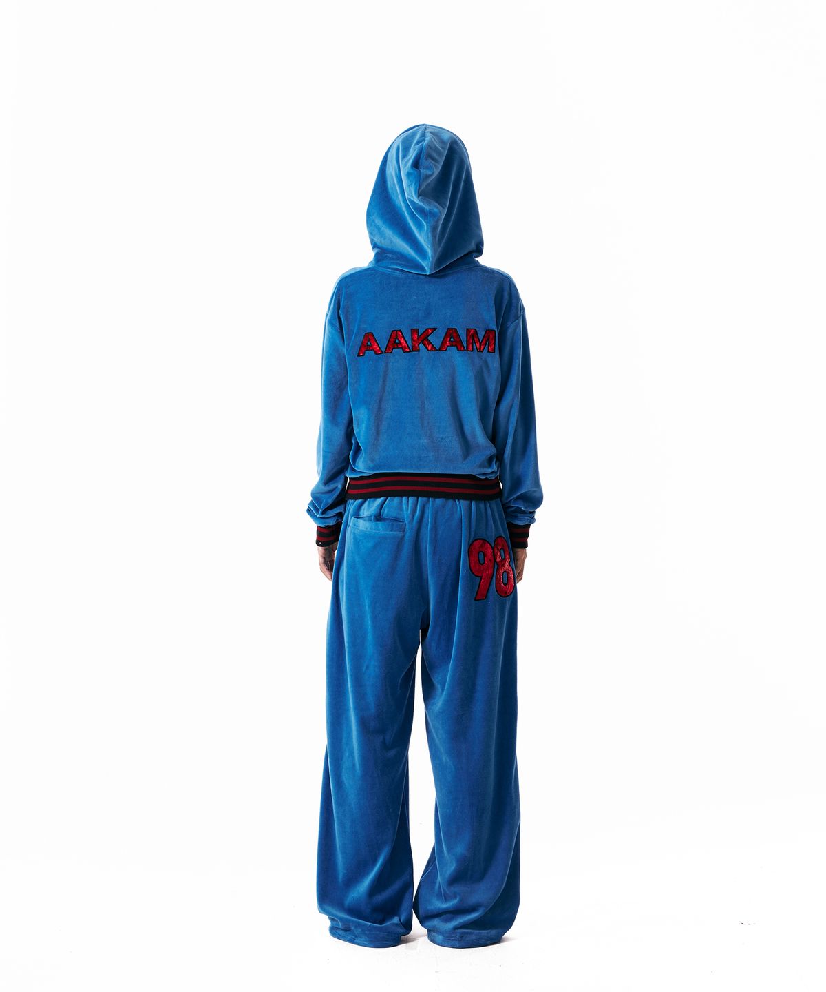 아캄(AAKAM) 98 Patch Velour Zip-Up Hoodie (Blue)