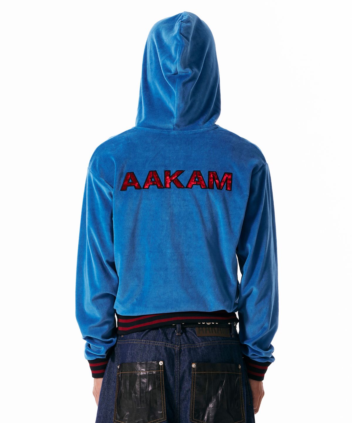 아캄(AAKAM) 98 Patch Velour Zip-Up Hoodie (Blue)