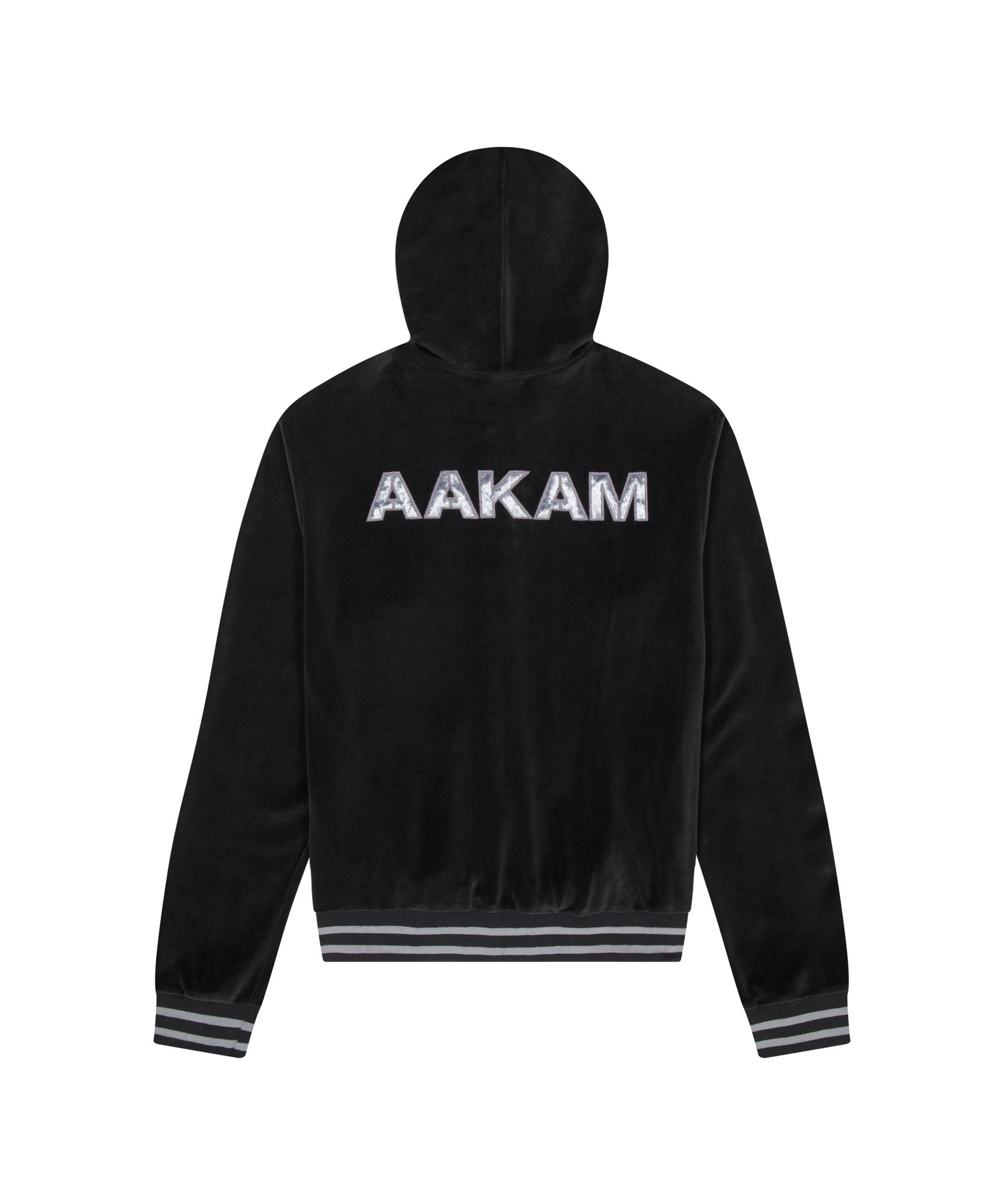 MUSINSA | AAKAM 98 Patch Velour Zip-Up Hoodie (Black)