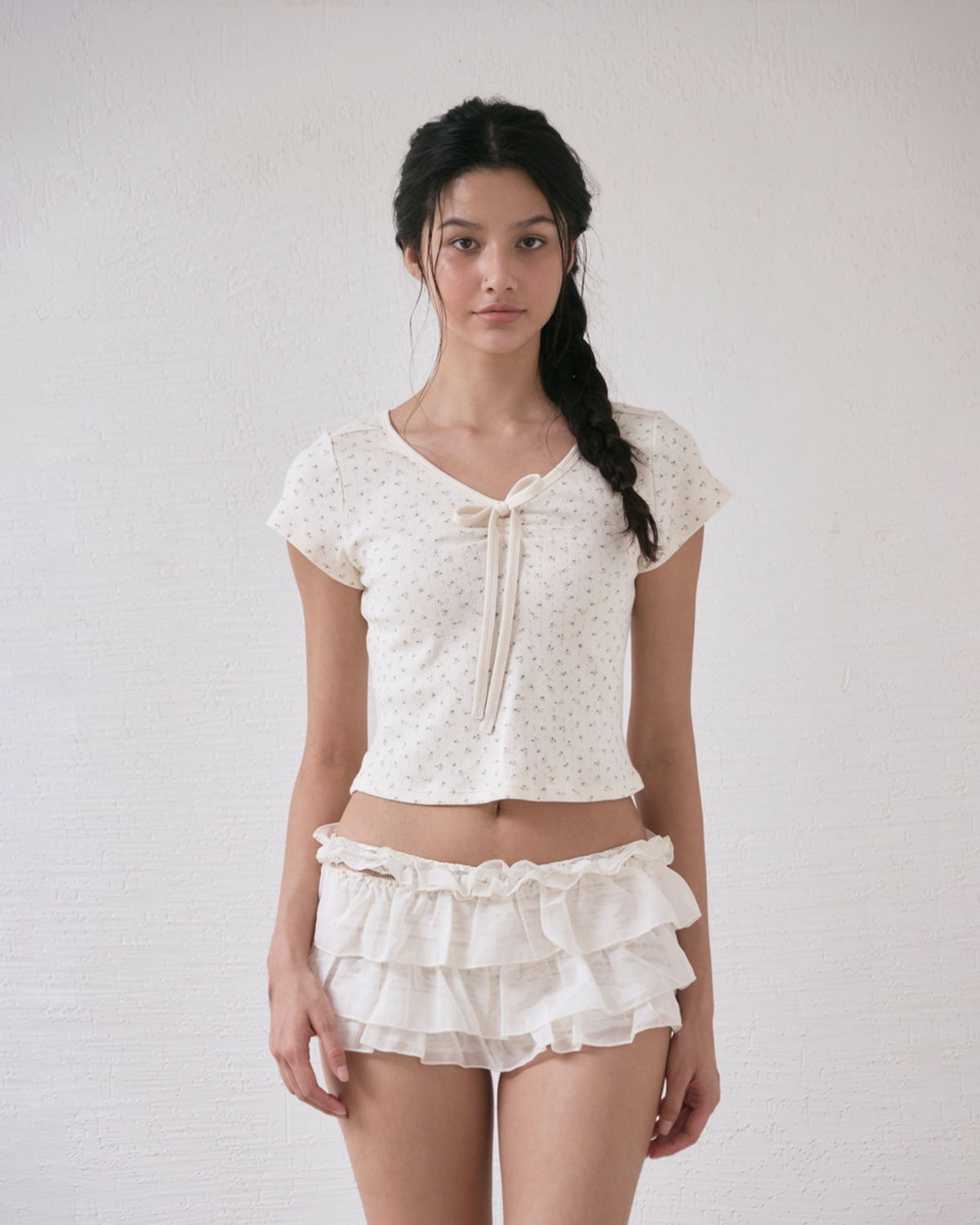 서울리(SEOULI) WILDFLOWER BASIC CROP TOP [VANILLA]