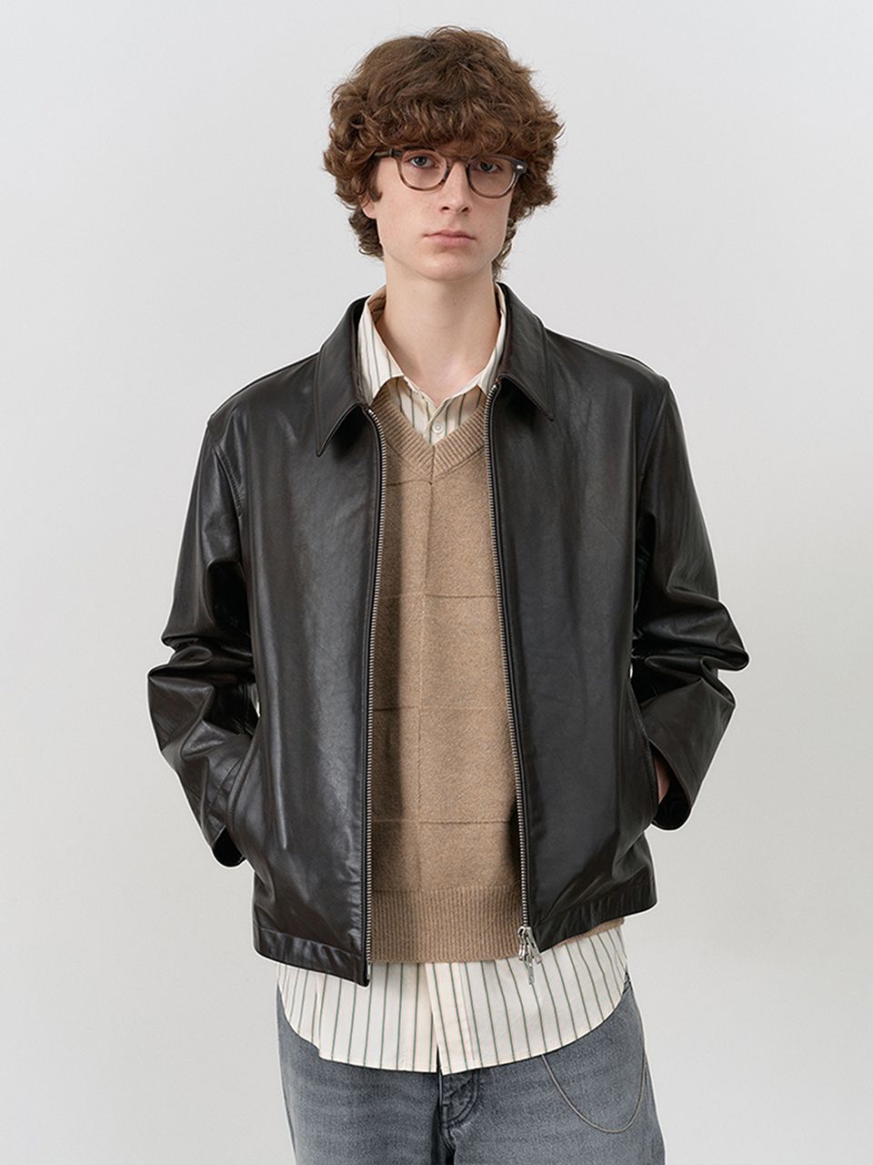 Dunst ♥ UNISEX CALF SKIN COLLARED BLOUSON JACKET MUSINSA | DUNST CALF SKIN COLLARED BLOUSON JACKET