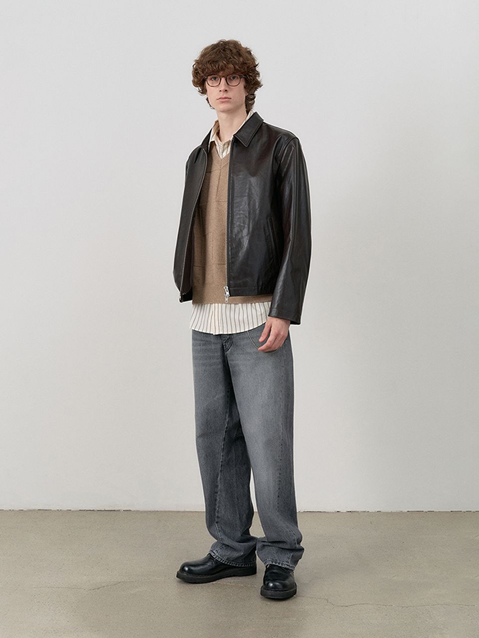 MUSINSA | DUNST CALF SKIN COLLARED BLOUSON JACKET