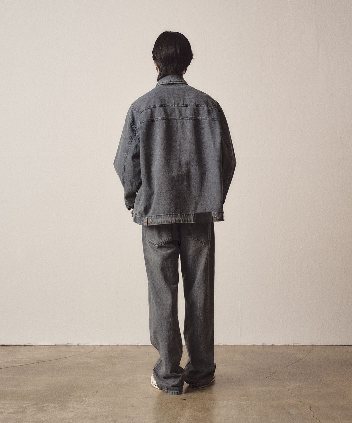이지오(EZIO) Khaki Washed Denim Jacket