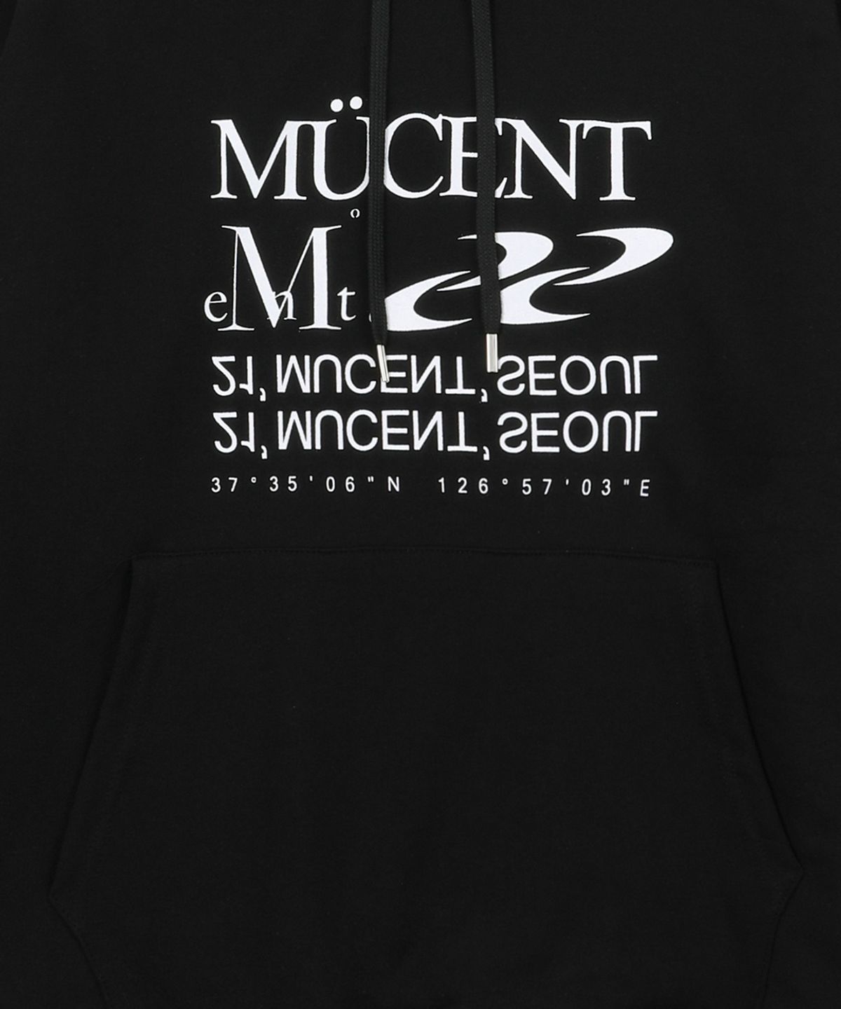 무센트(MUCENT) 에센셜 레터링 루즈핏 후드 남녀공용 (4컬러)