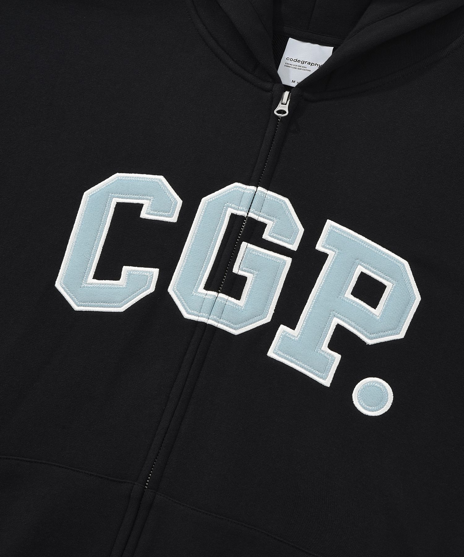 MUSINSA | Codegraphy CGP Arch Logo Hood Zip-Up_Black