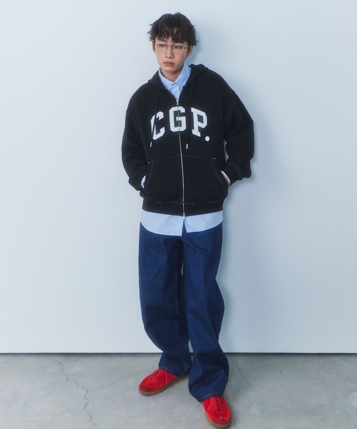 코드그라피(CGP) CGP 아치 로고 후드 집업_블랙