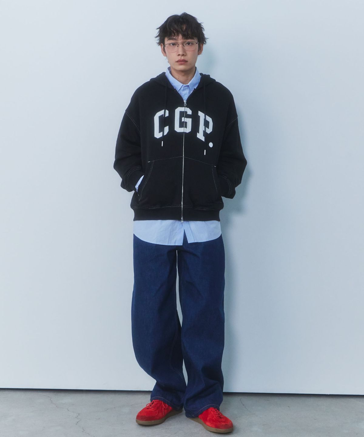 코드그라피(CGP) CGP 아치 로고 후드 집업_블랙