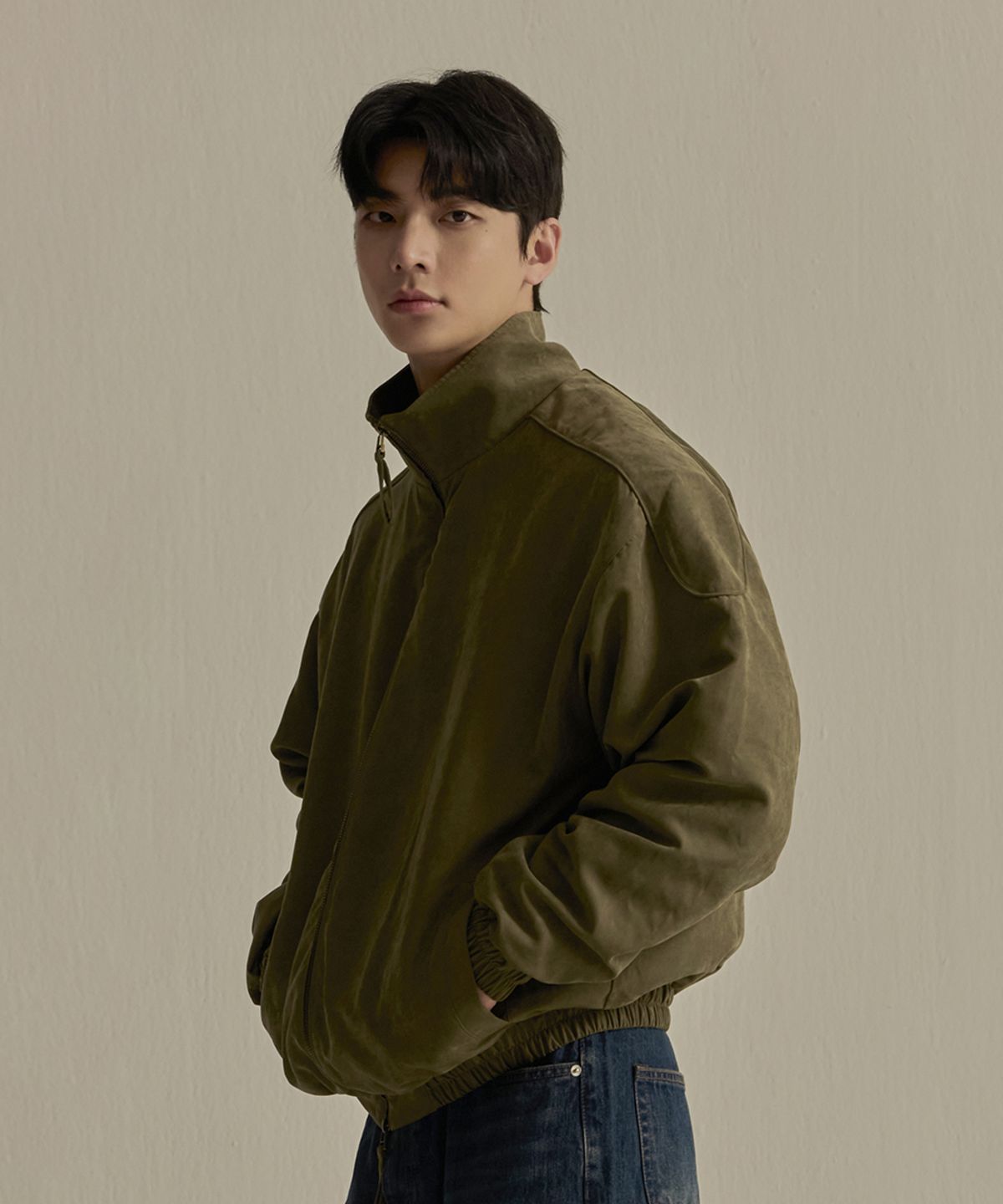 나인제트(NINEZ) 숄더패치 헤비웨이트 스웨이드 자켓 (2color)