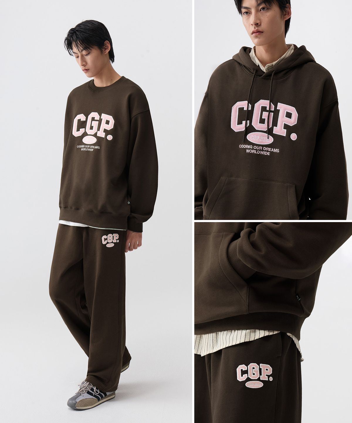 코드그라피(CGP) CGP 아치 로고 후드티_브라운BDW