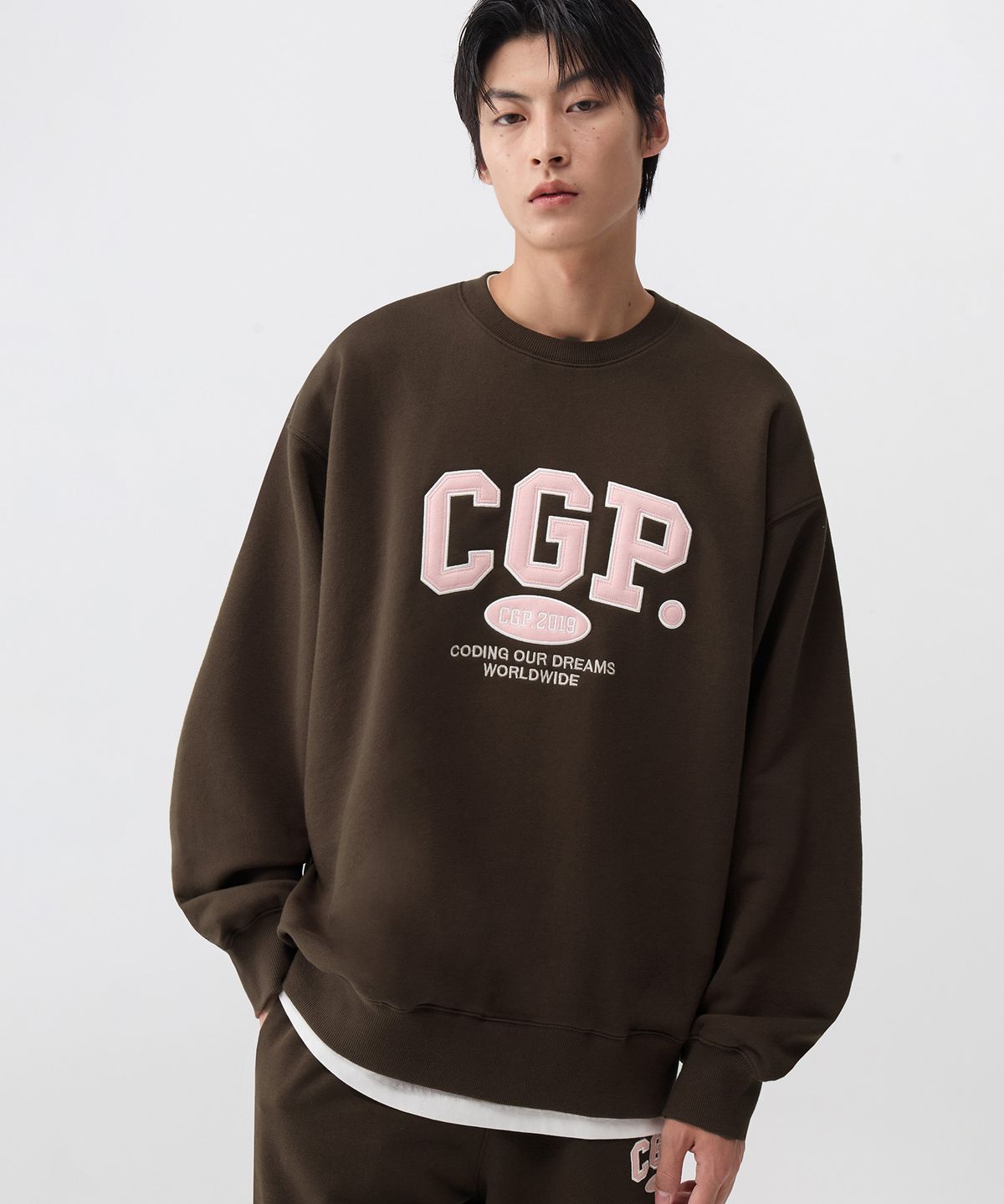 코드그라피(CGP) CGP 아치 로고 후드티_브라운BDW