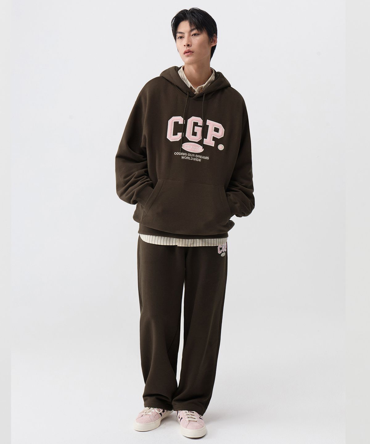 코드그라피(CGP) CGP 아치 로고 후드티_브라운BDW