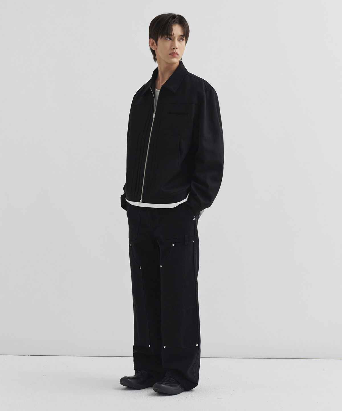 드로우핏(DRAW FIT) 레이어 플리츠 워크 자켓 [BLACK]