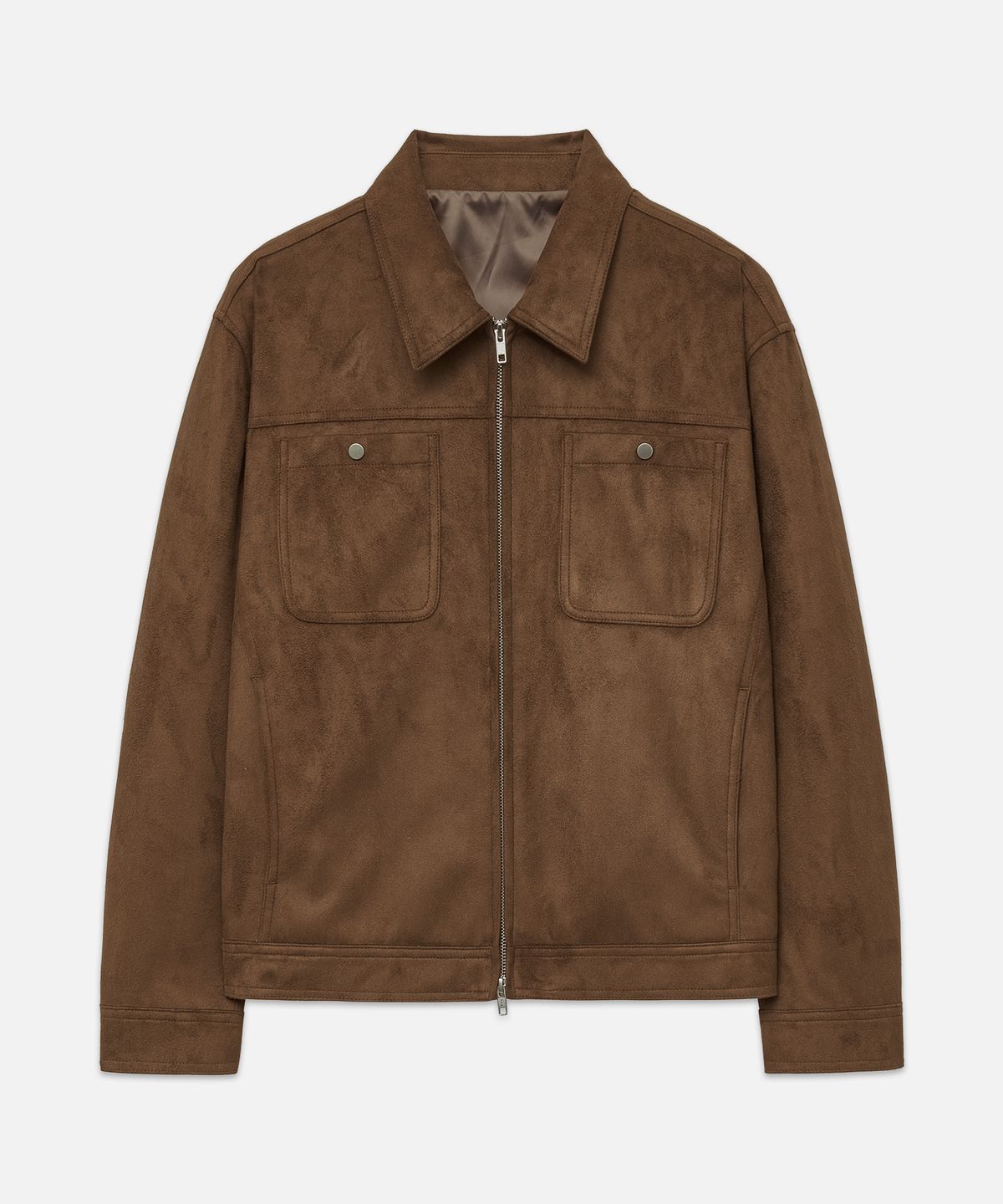 드로우핏(DRAW FIT) 스웨이드 패널 트러커 집업 자켓 [BROWN]