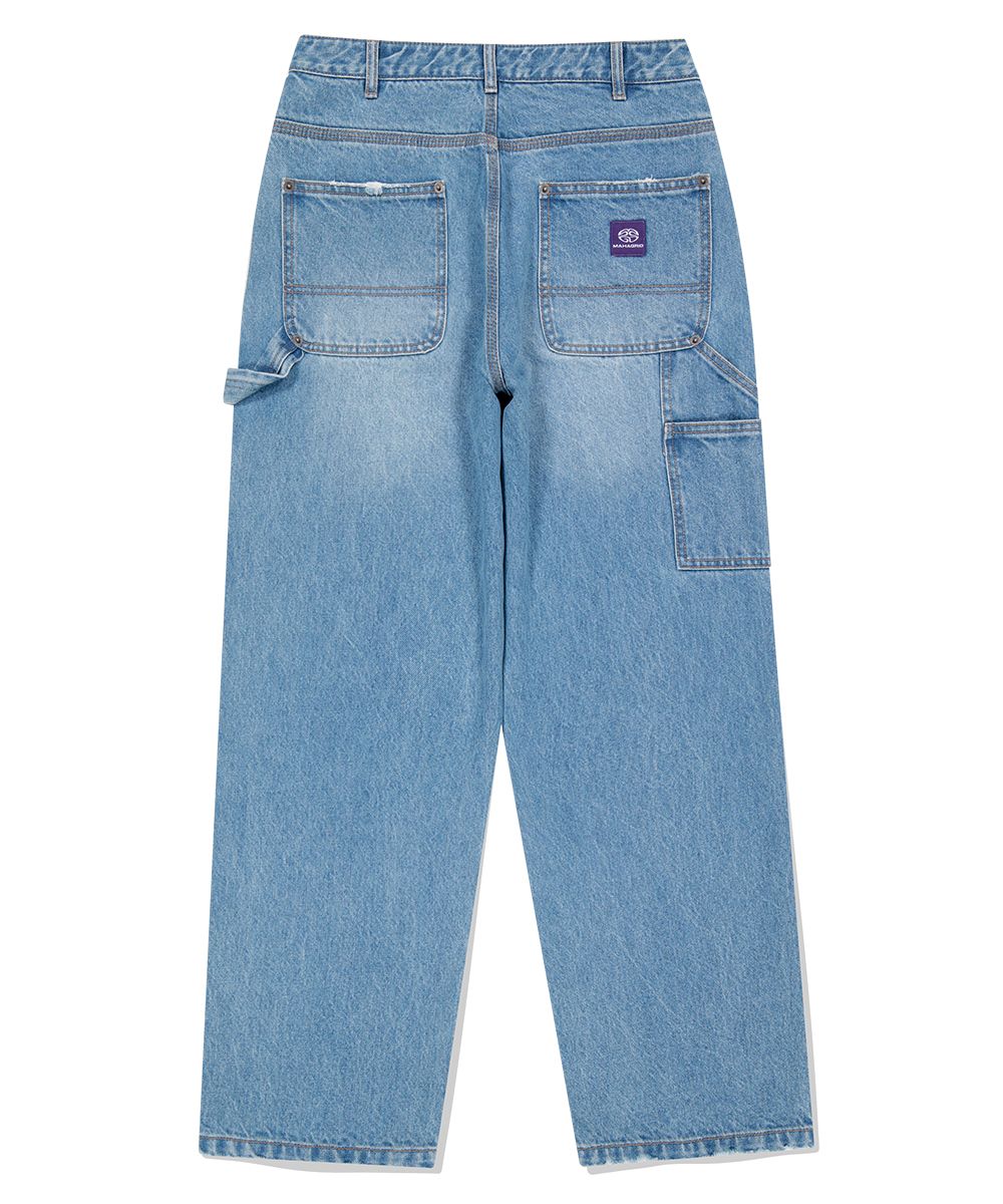 MUSINSA | MAHAGRID DOUBLE KNEE DENIM PANT BLUE(MG2EFMD112A)