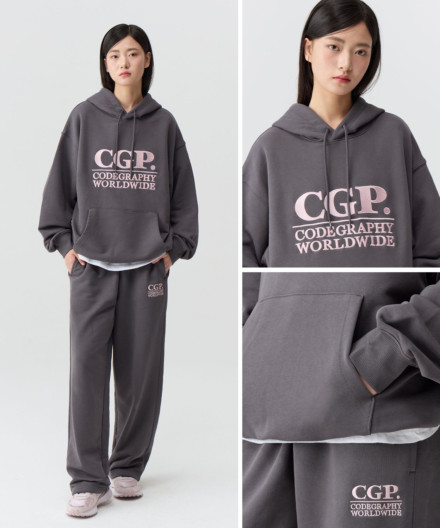 MUSINSA公式 | Codegraphy CGP スクエアロゴフードパーカー_チャコール