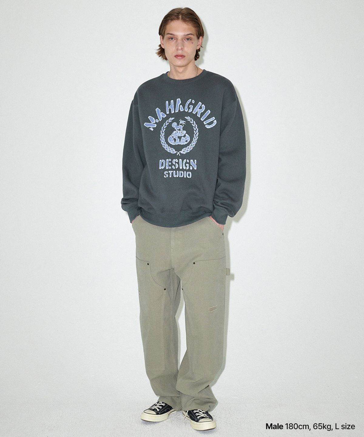 마하그리드(MAHAGRID) DOUBLE KNEE CANVAS PANT MOSS(MG2EFMD113A)