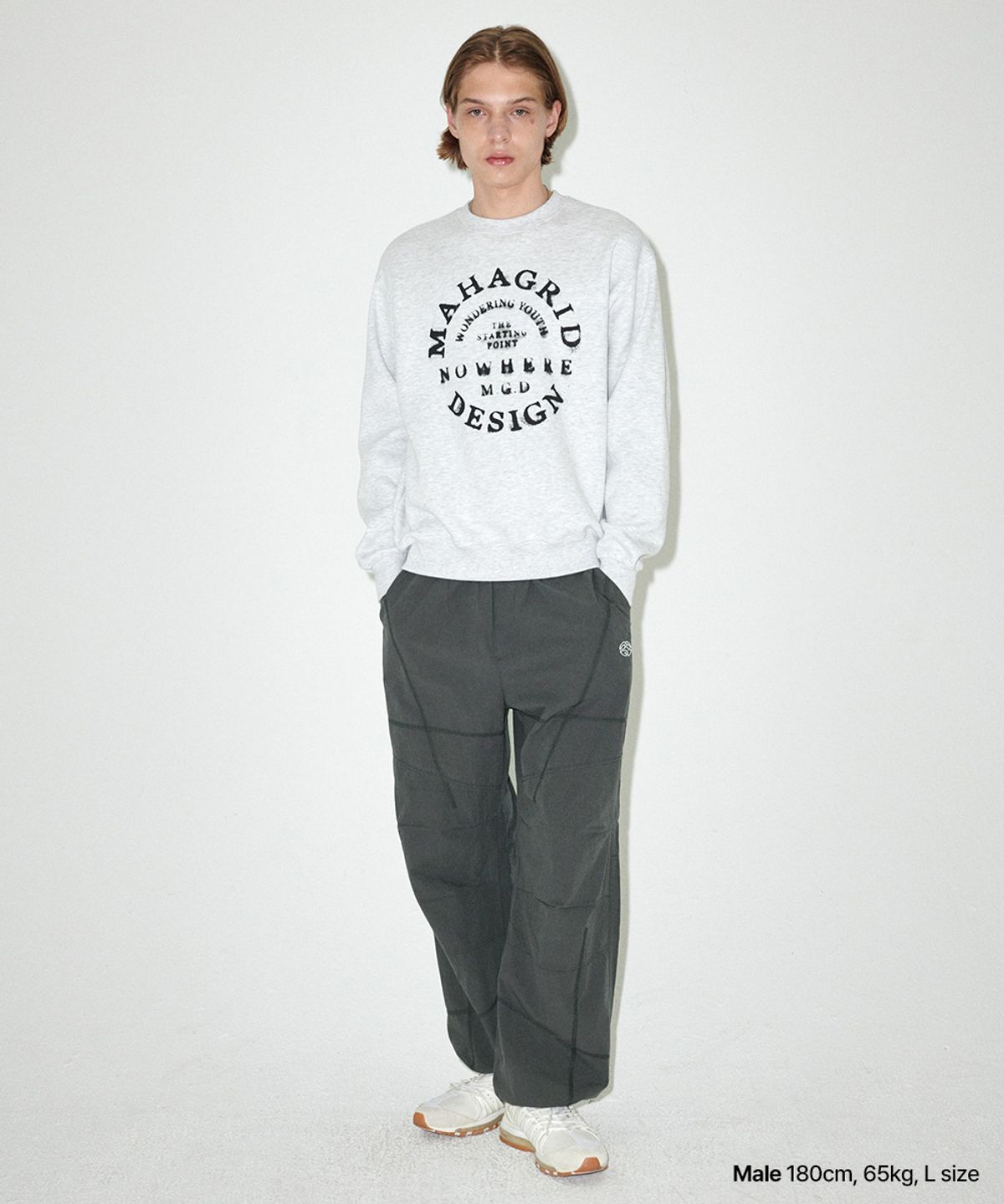 마하그리드(MAHAGRID) [FW 버전]COVER STITCH PARACHUTE PANT CHARCOAL(MG2EFMPA10A)