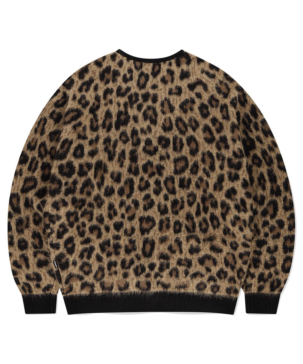 LEOPARD MOHAIR JACQUARD KNIT SWEATER L LEOPARD-JACQUARD MOHAIR