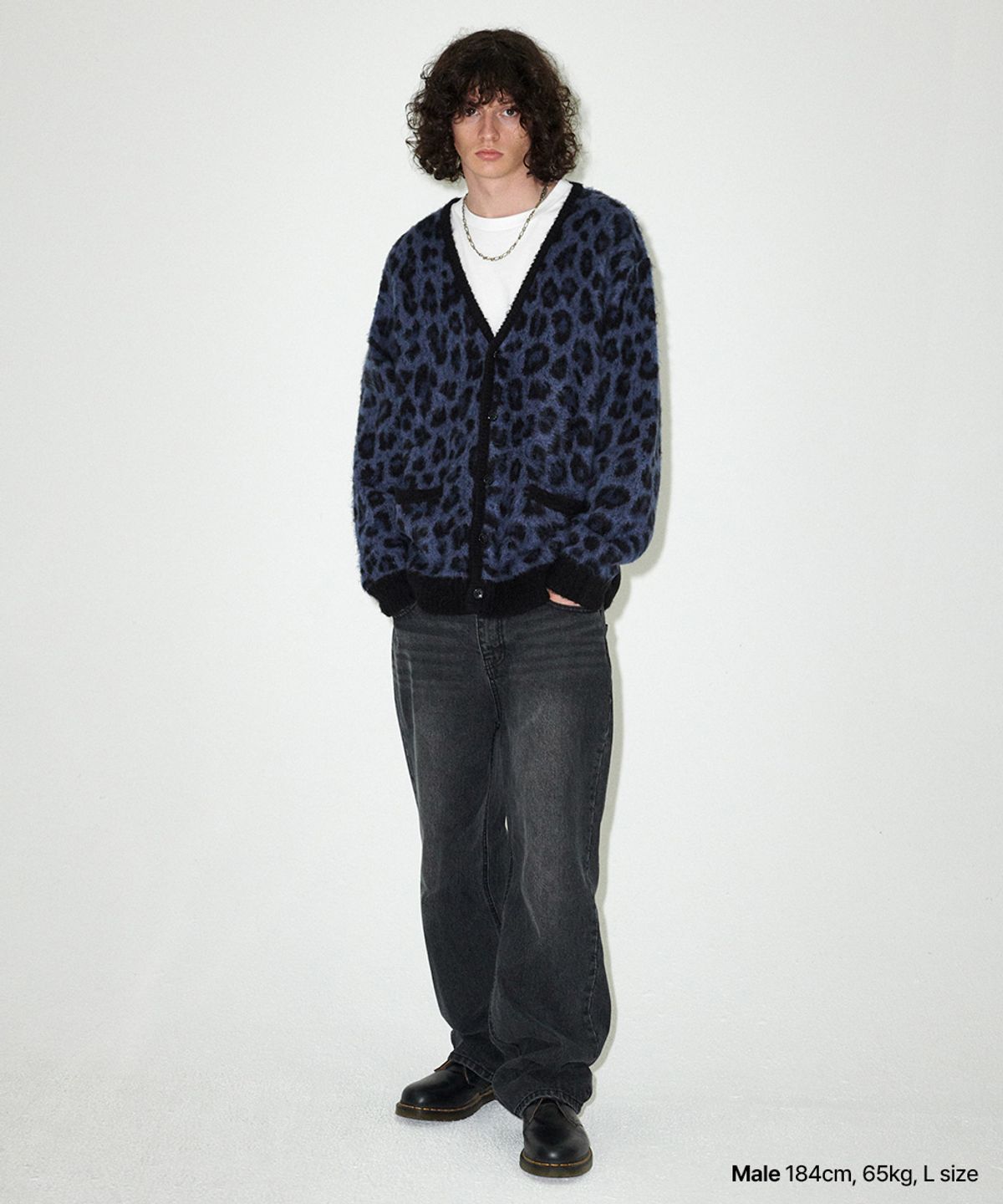 마하그리드(MAHAGRID) LEOPARD HAIRY KNIT CARDIGAN NAVY(MG2EFMK692A)