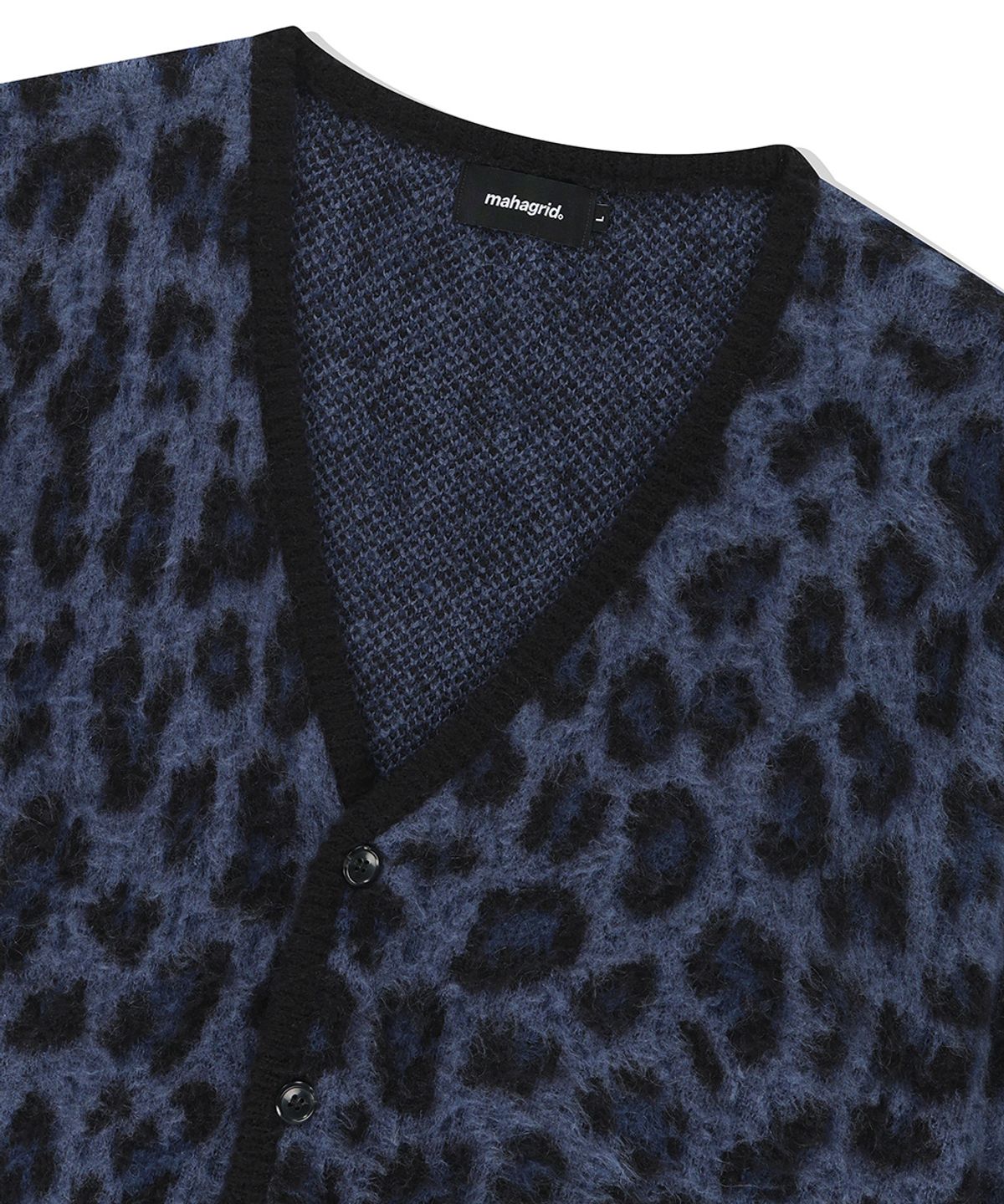 마하그리드(MAHAGRID) LEOPARD HAIRY KNIT CARDIGAN NAVY(MG2EFMK692A)