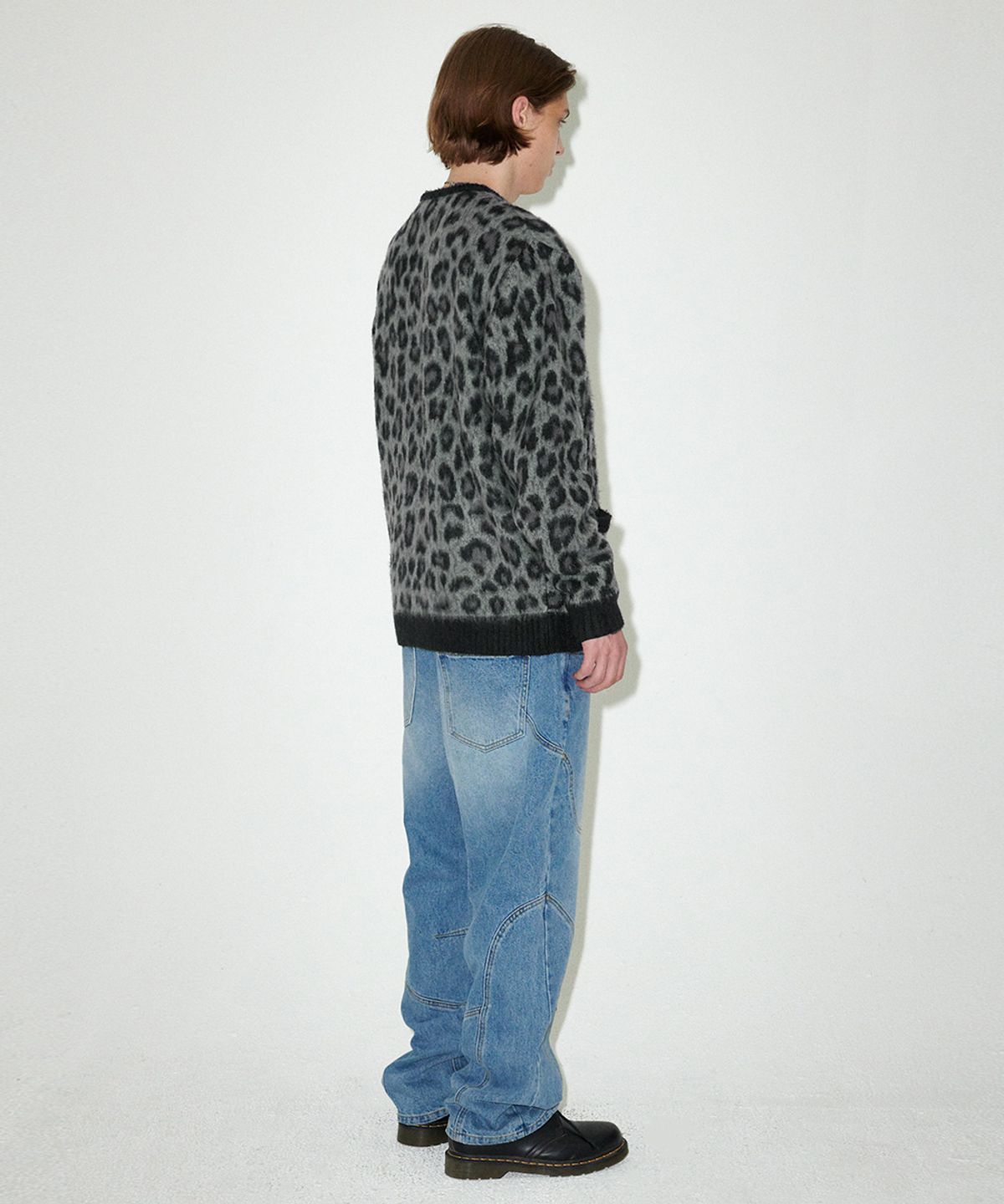 마하그리드(MAHAGRID) LEOPARD HAIRY KNIT CARDIGAN CHARCOAL(MG2EFMK692A)