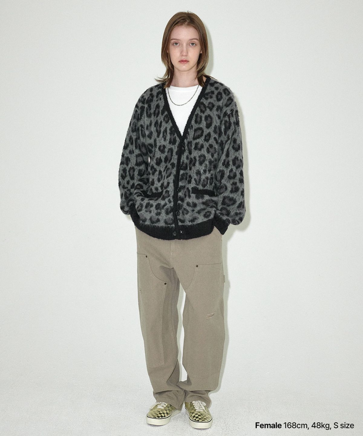 마하그리드(MAHAGRID) LEOPARD HAIRY KNIT CARDIGAN CHARCOAL(MG2EFMK692A)