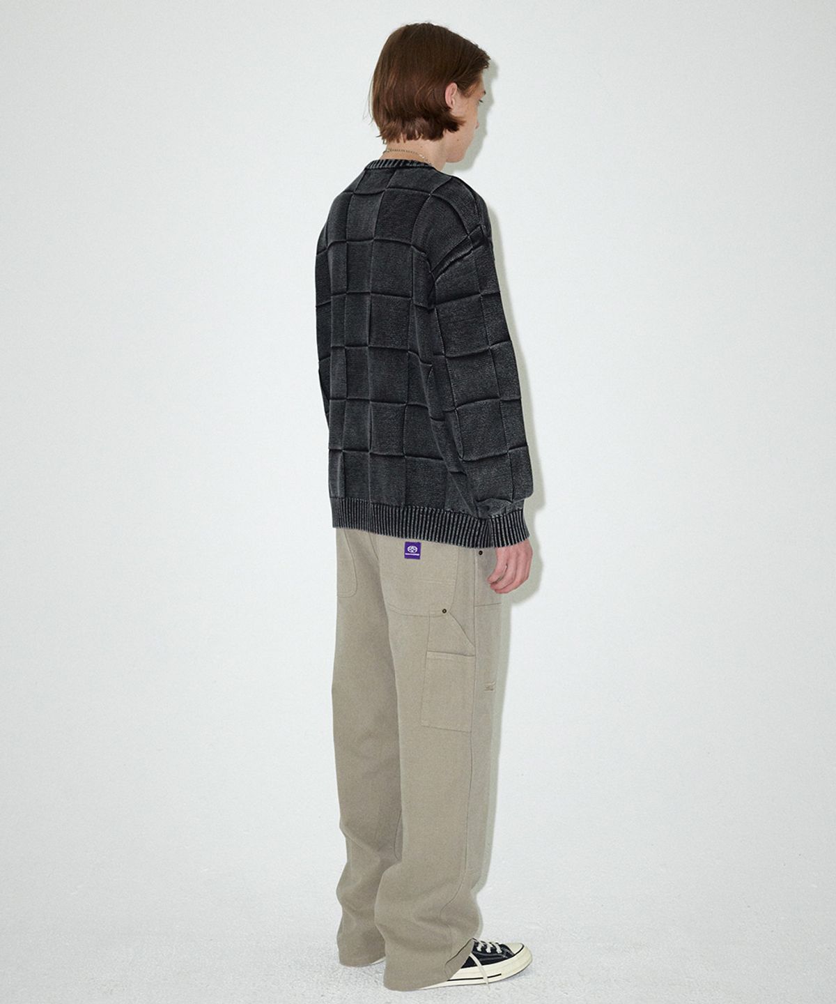 마하그리드(MAHAGRID) PIGMENT CHECKERBOARD KNIT SWEATER BLACK(MG2EFMK600A)