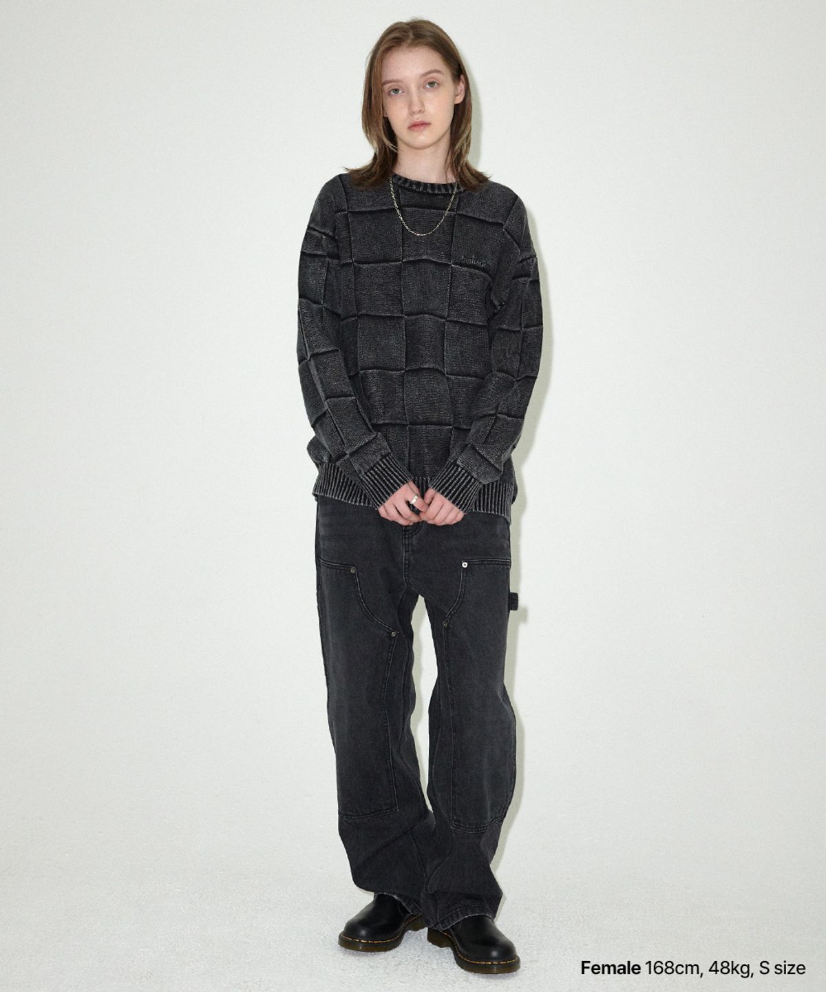 마하그리드(MAHAGRID) PIGMENT CHECKERBOARD KNIT SWEATER BLACK(MG2EFMK600A)