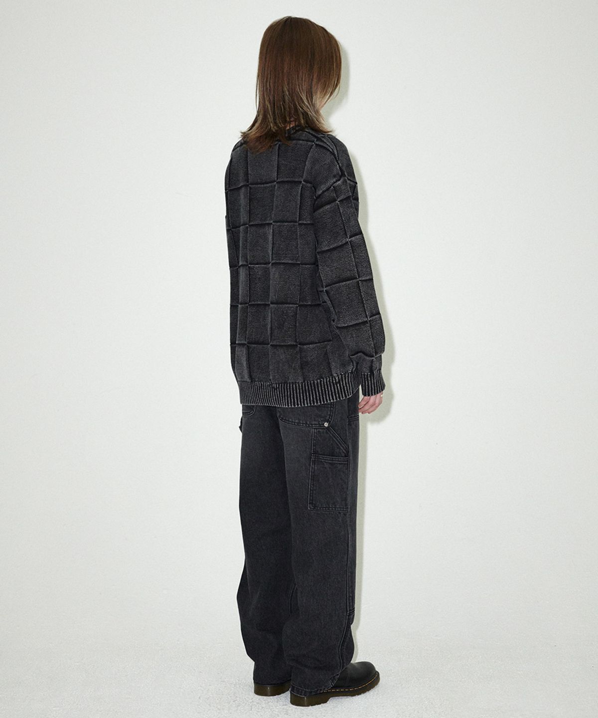 마하그리드(MAHAGRID) PIGMENT CHECKERBOARD KNIT SWEATER BLACK(MG2EFMK600A)