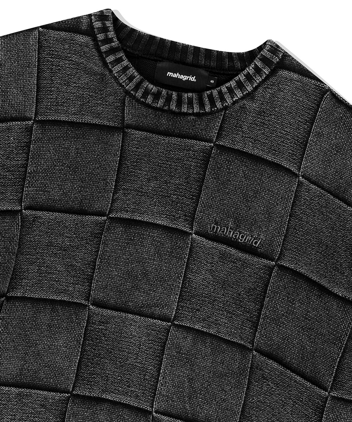 마하그리드(MAHAGRID) PIGMENT CHECKERBOARD KNIT SWEATER BLACK(MG2EFMK600A)