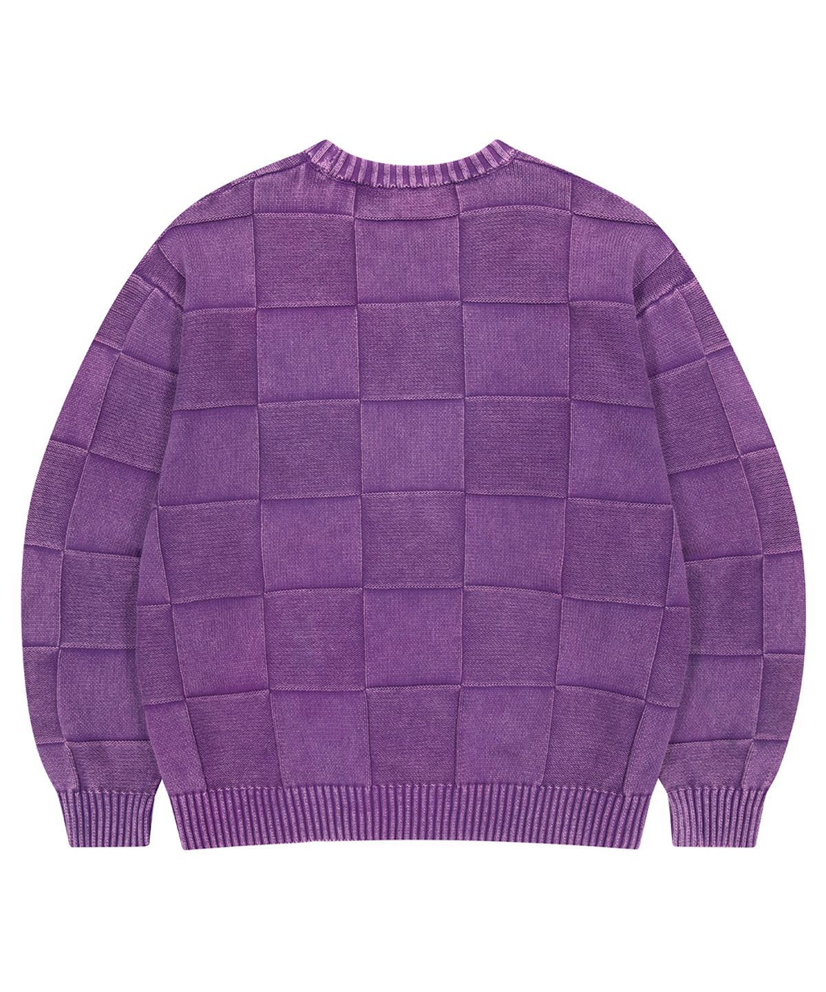 마하그리드(MAHAGRID) PIGMENT CHECKERBOARD KNIT SWEATER PURPLE(MG2EFMK600A)
