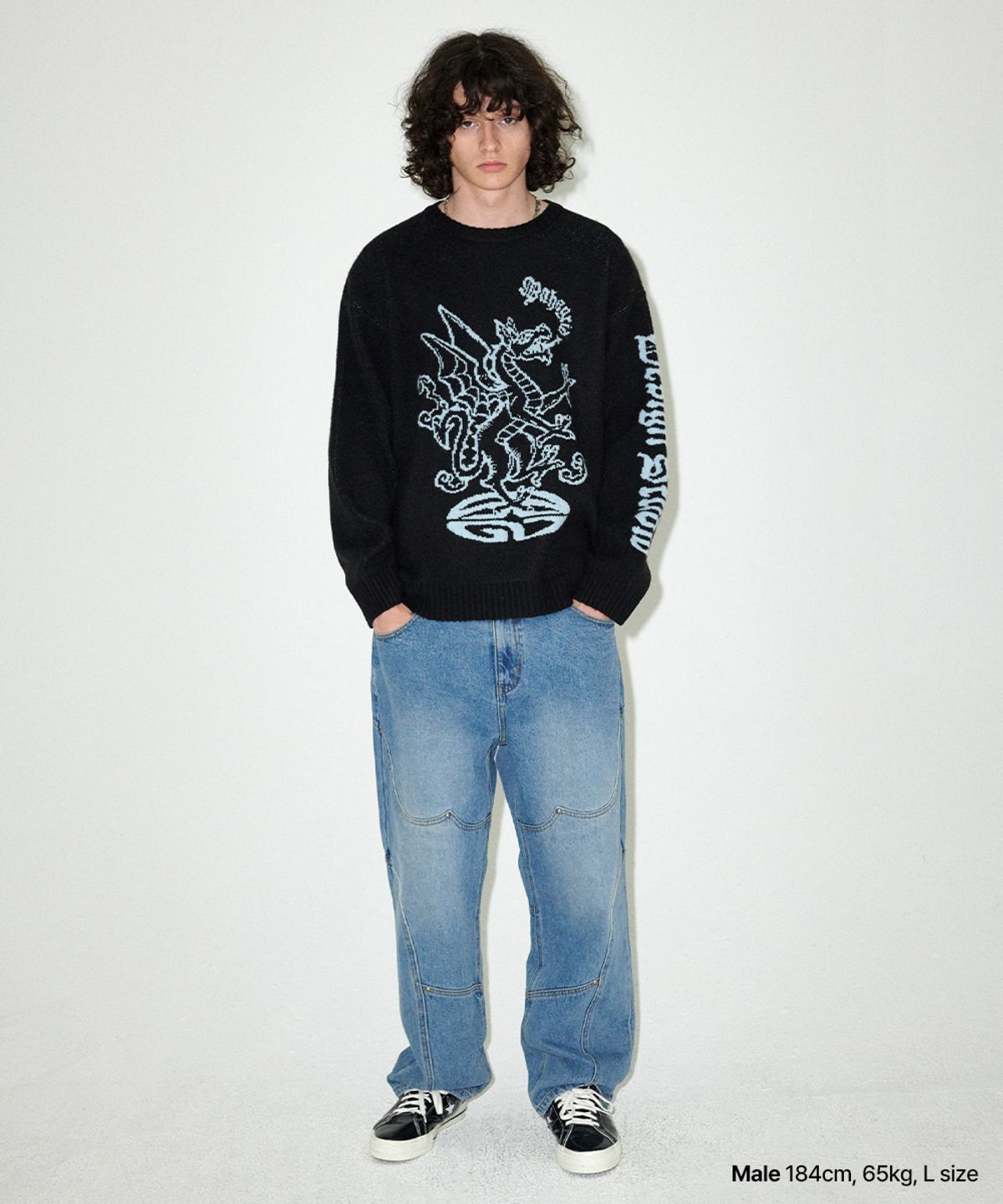 마하그리드(MAHAGRID) FIREDRAKE KNIT SWEATER BLACK(MG2EFMK603A)