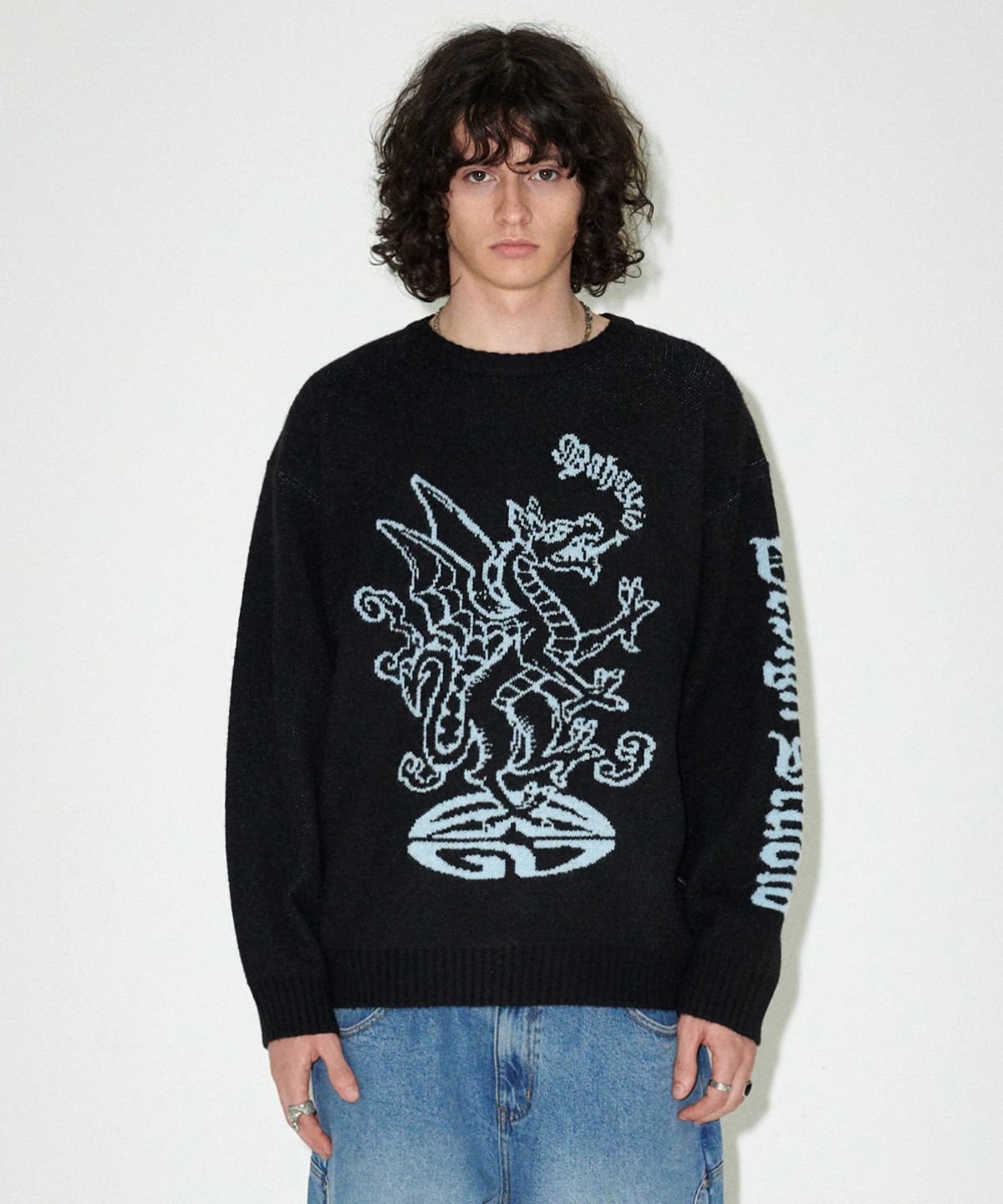 마하그리드(MAHAGRID) FIREDRAKE KNIT SWEATER BLACK(MG2EFMK603A)