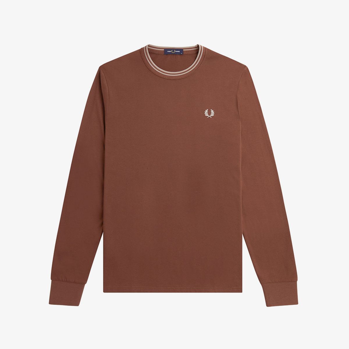 프레드페리(FRED PERRY) [Baseline]  롱 슬리브 트윈 팁 티셔츠 - 위스키브라운/포리지말 AFPM2439602-W52