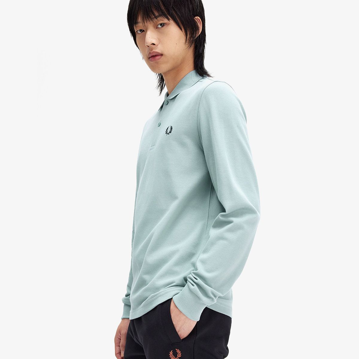 프레드페리(FRED PERRY) [M6006] 롱 슬리브 플레인 프레드페리 셔츠 - 실버블루/블랙 AFPM2436006-670