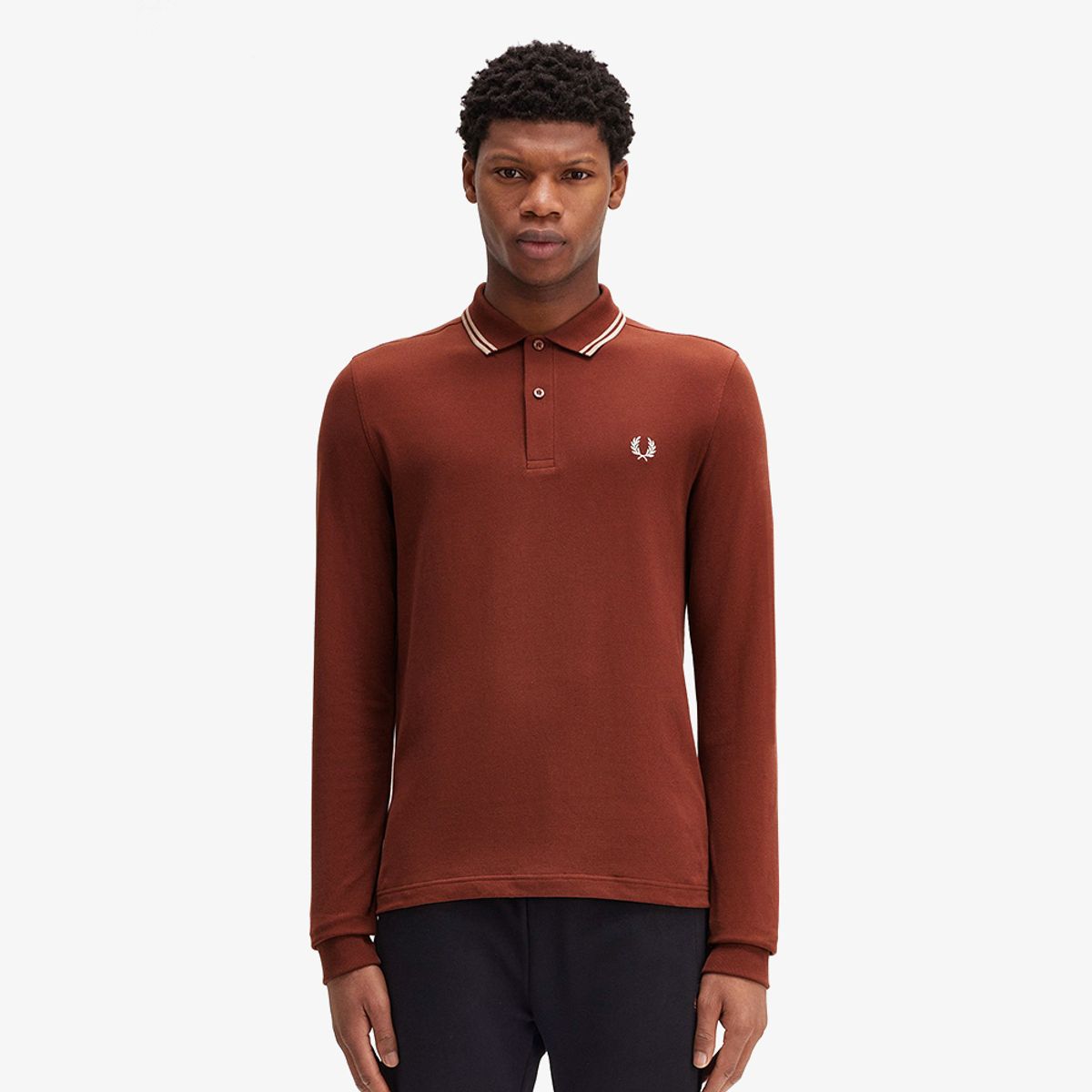 프레드페리(FRED PERRY) [M3636] 롱슬리브 트윈 팁 프레드페리 셔츠 - 위스키브라운/포리지말 AFPM2433636-W52
