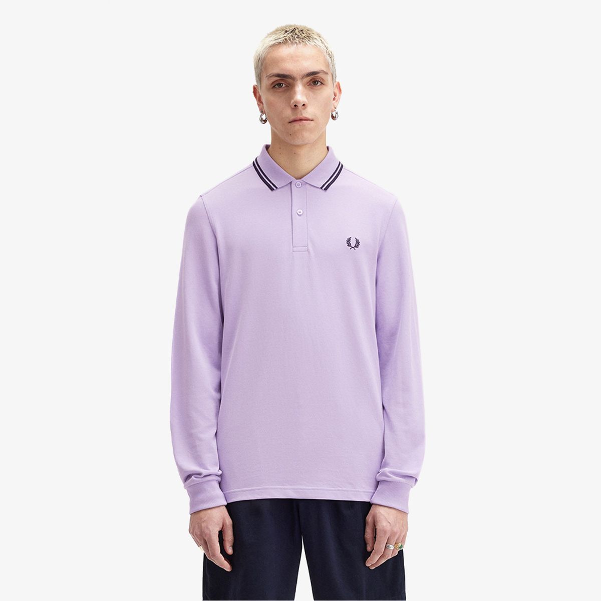 프레드페리(FRED PERRY) [M3636] 롱슬리브 트윈 팁 프레드페리 셔츠 - 울트라바이올렛/네이비 AFPM2433636-W51