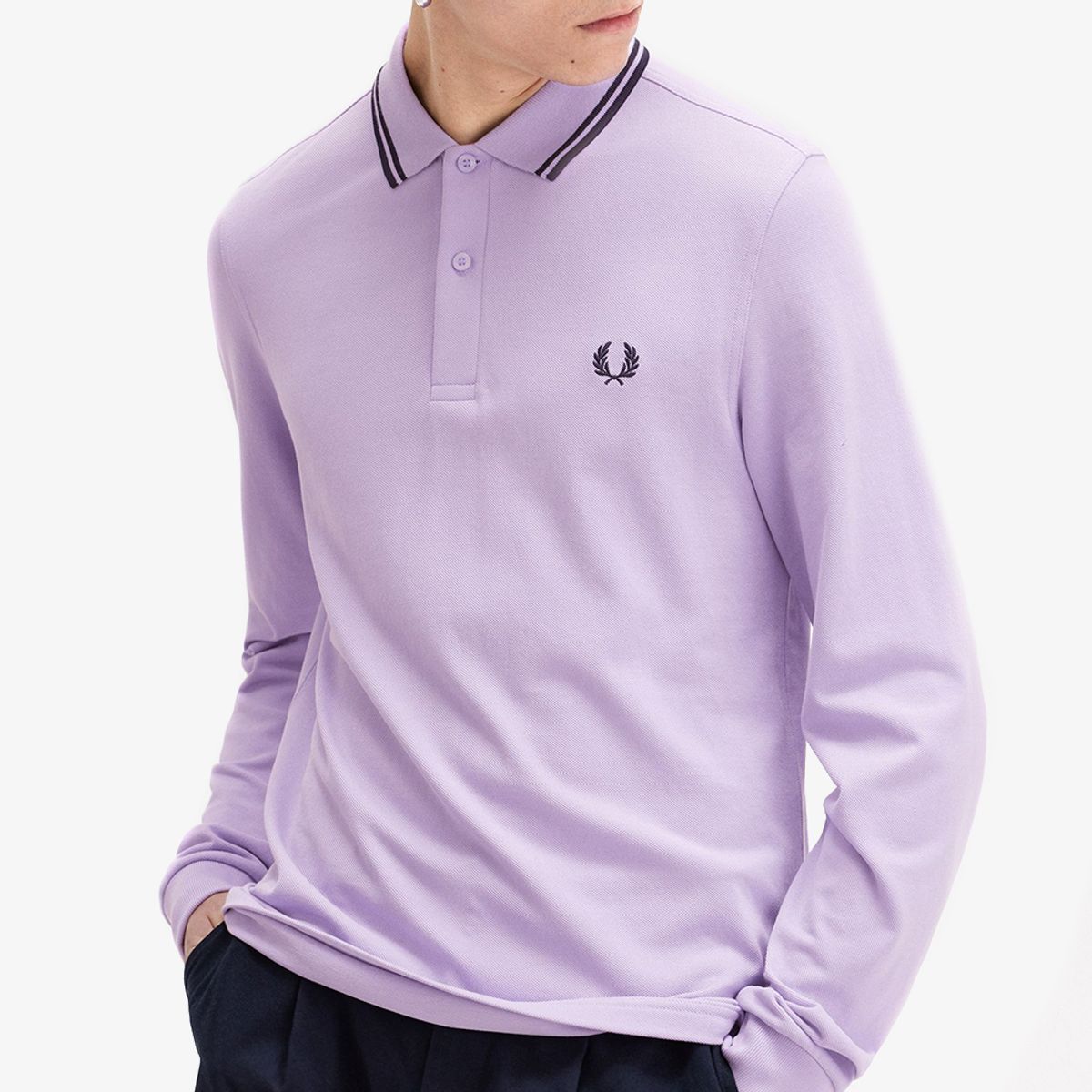 프레드페리(FRED PERRY) [M3636] 롱슬리브 트윈 팁 프레드페리 셔츠 - 울트라바이올렛/네이비 AFPM2433636-W51