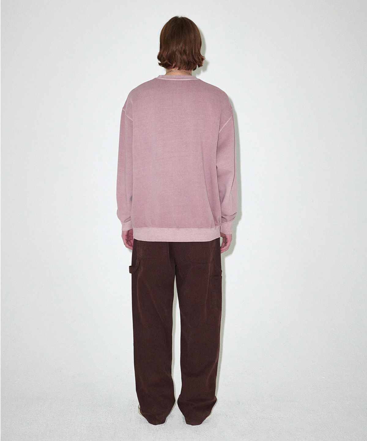 마하그리드(MAHAGRID) GRUNGE SLOGAN PIGMENT SWEATSHIRT PINK(MG2EFMM451A)