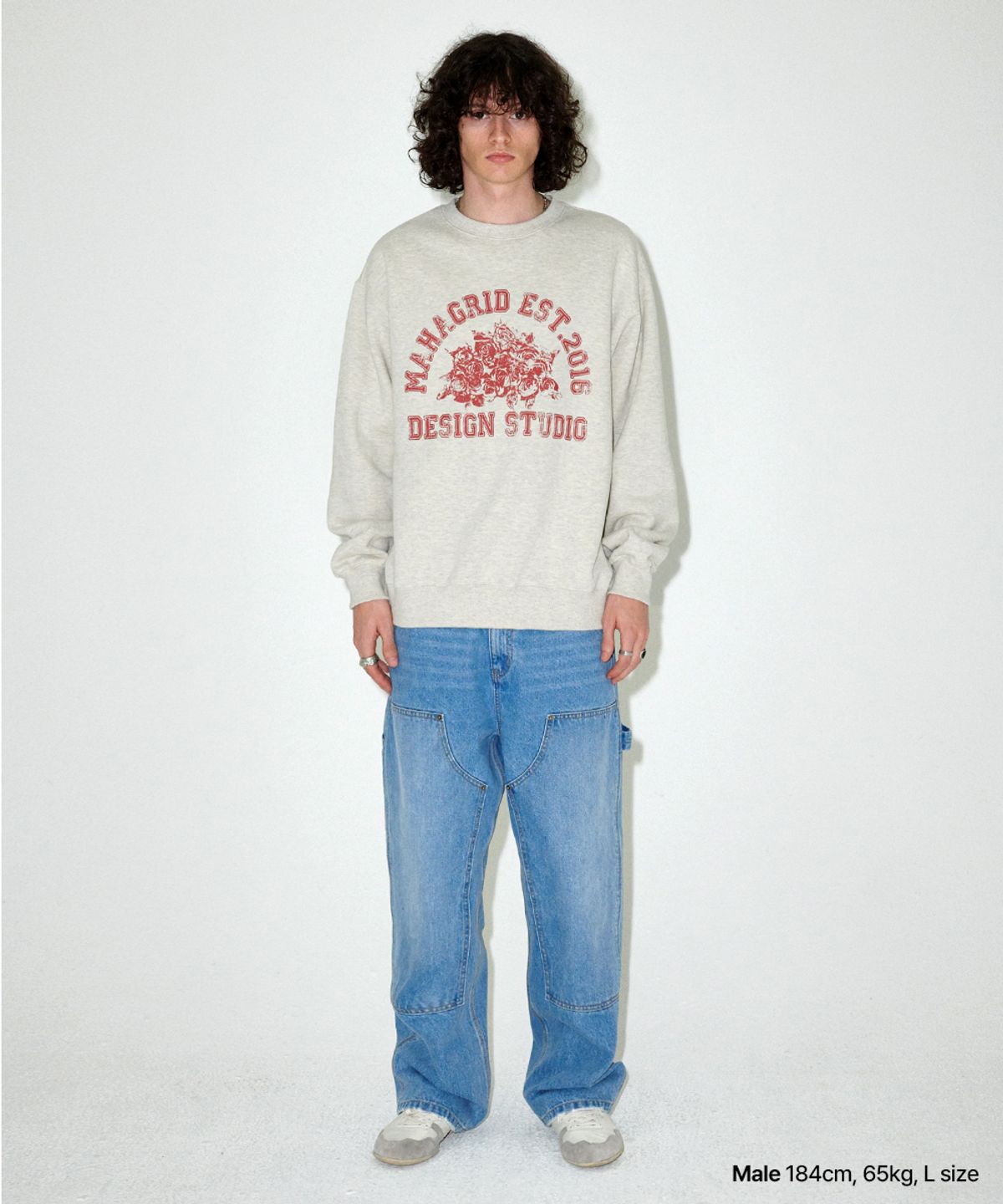 마하그리드(MAHAGRID) ROSE VARSITY SWEATSHIRT OATMEAL(MG2EFMM454A)