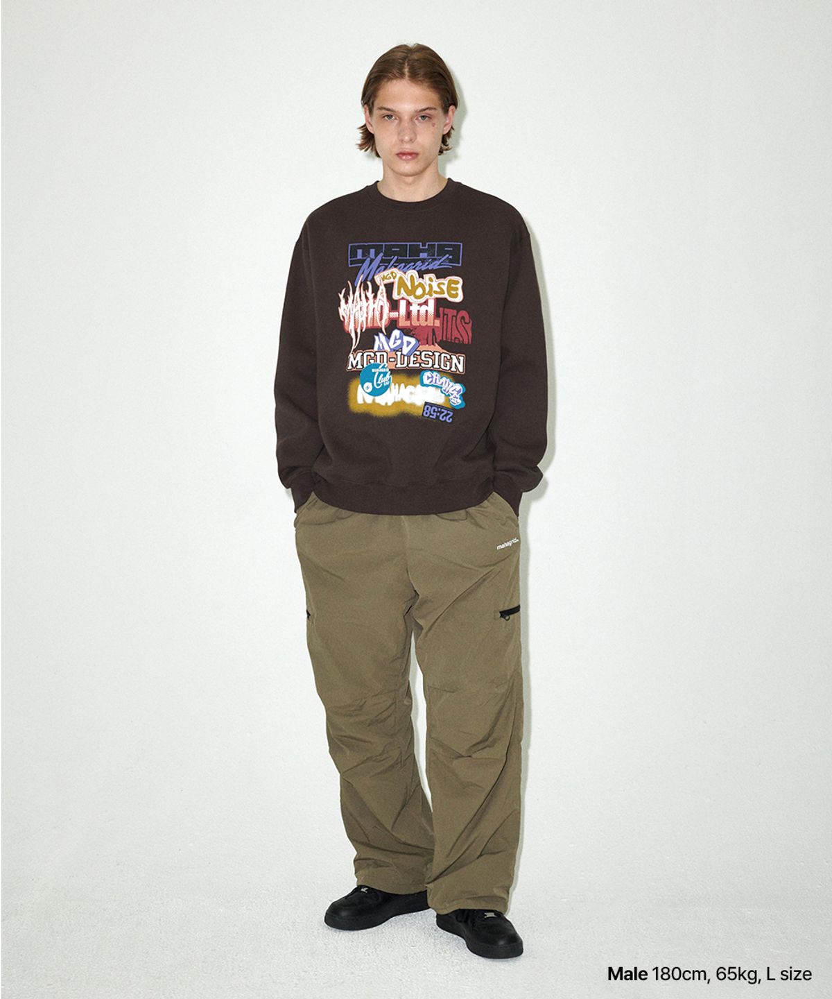 마하그리드(MAHAGRID) LOGO LIST SWEATSHIRT BROWN(MG2EFMM455A)