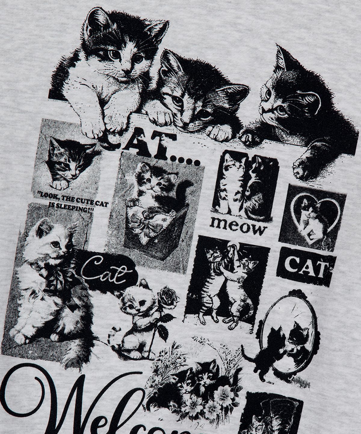 마하그리드(MAHAGRID) CAT COLLAGE SWEATSHIRT LIGHT GREY(MG2EFMM456A)