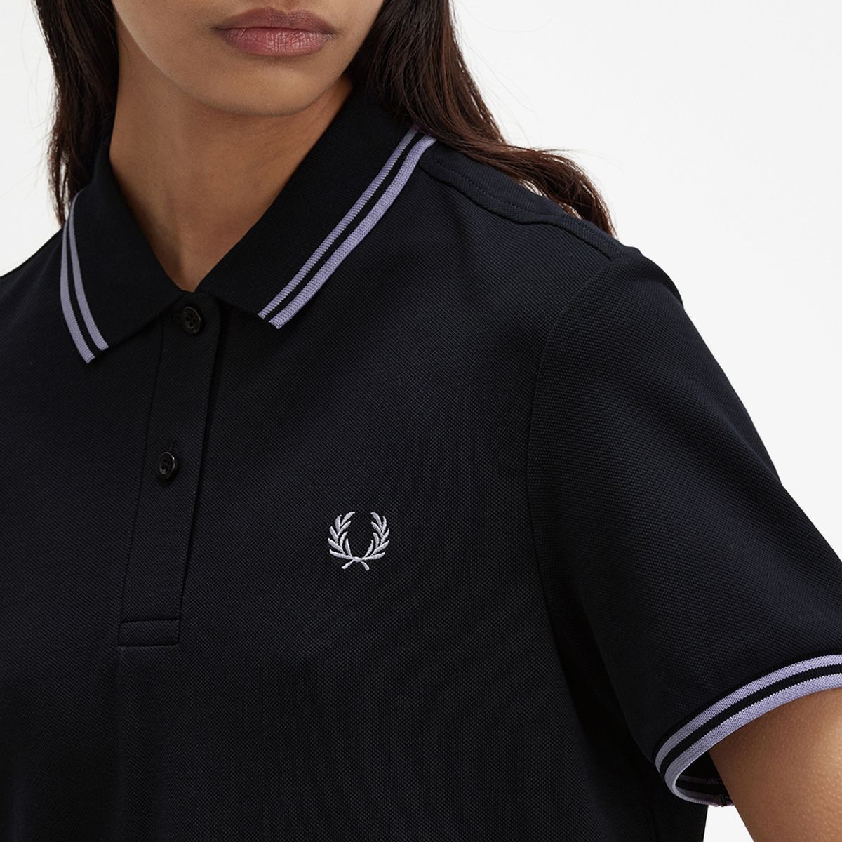 프레드페리(FRED PERRY) [G3600] 여성 트윈 팁 프레드페리 셔츠 - 네이비/울트라바이올렛 AFPF2433600-X49